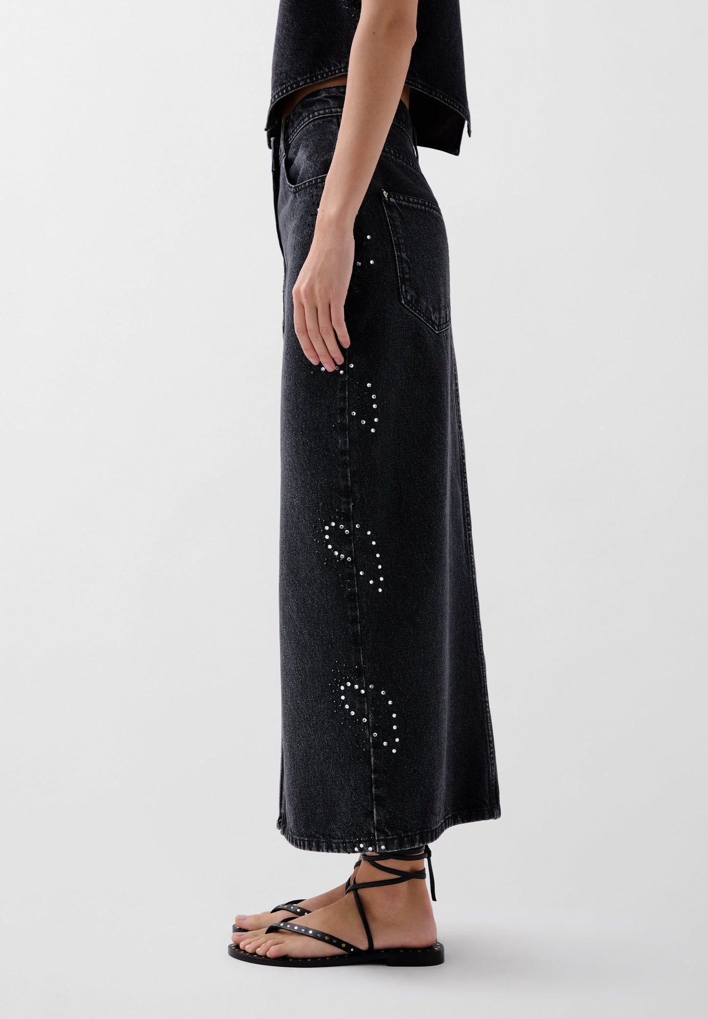 FALDA ABERTURA BRILLO DENIM