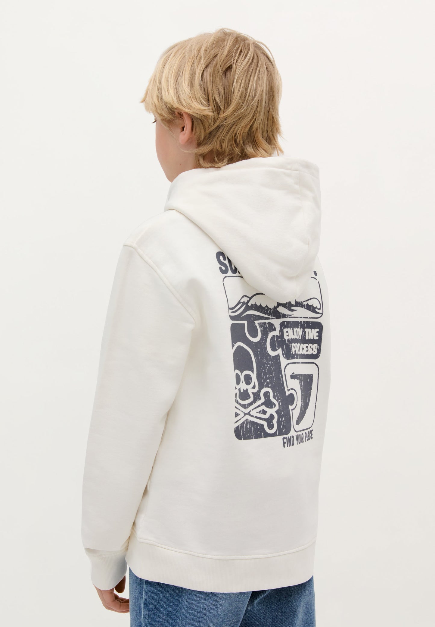 SUDADERA LAVADA CAPUCHA PRINT TRASERO