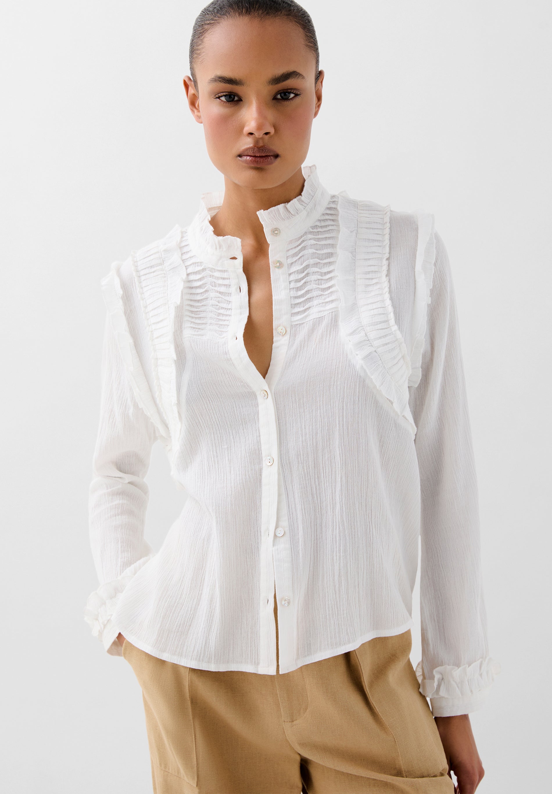 CAMISA DETALLES FRUNCES PLISADOS