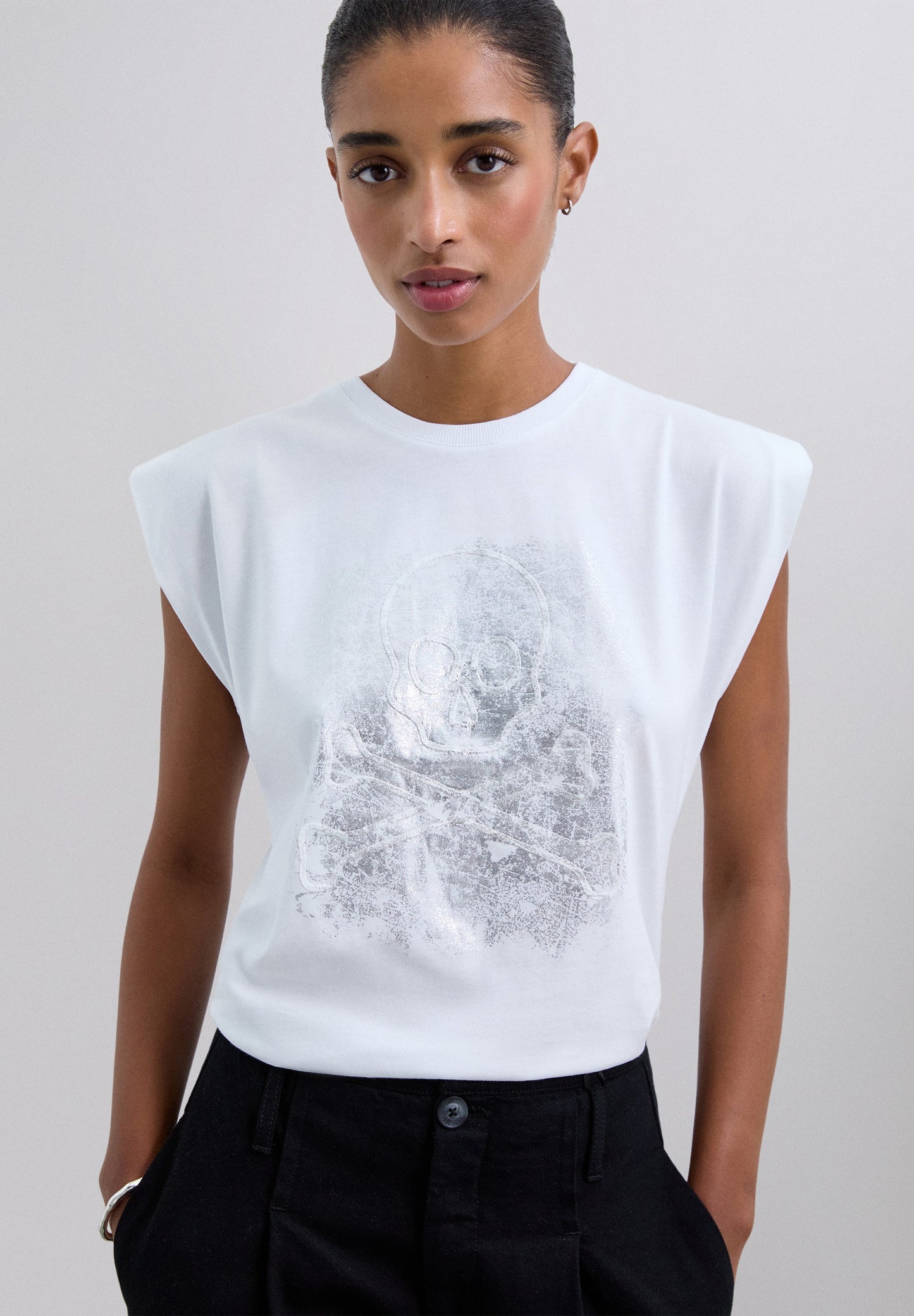 CAMISETA PRINT METALIZADO CALAVERA