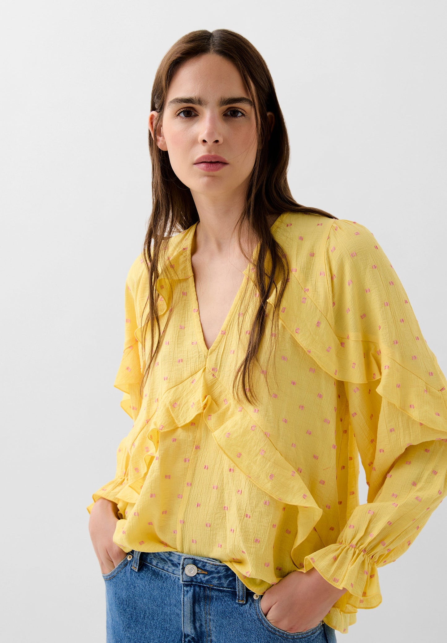 BLUSA VOLANTES DETALLES LÚREX