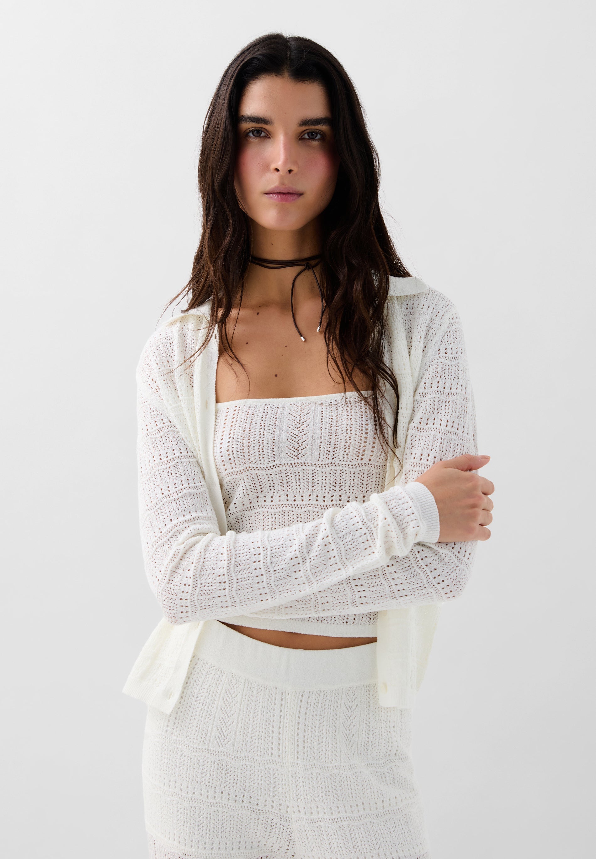 CARDIGAN CROCHET LINO