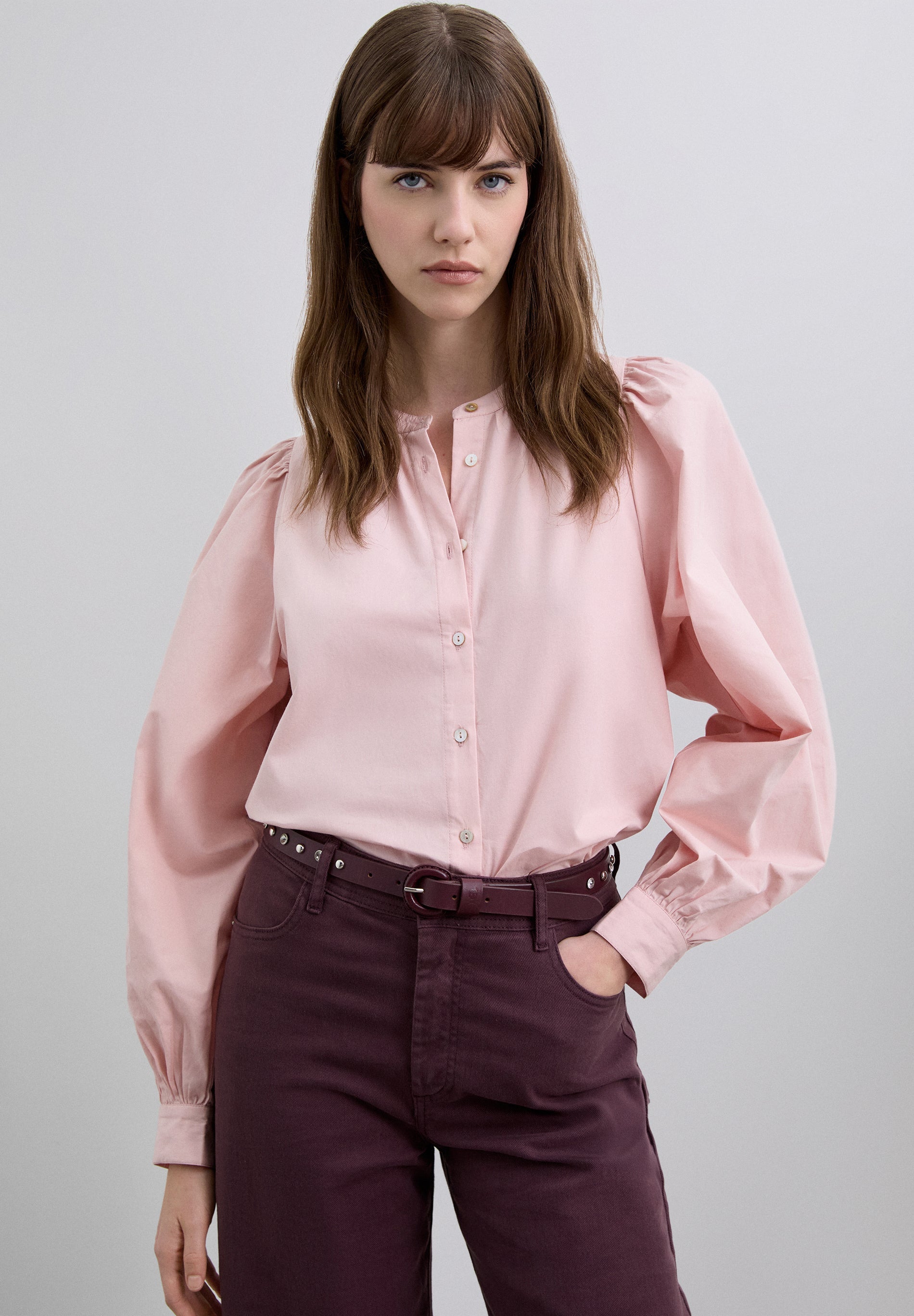 CAMISA POPELÍN MANGA ABULLONADA