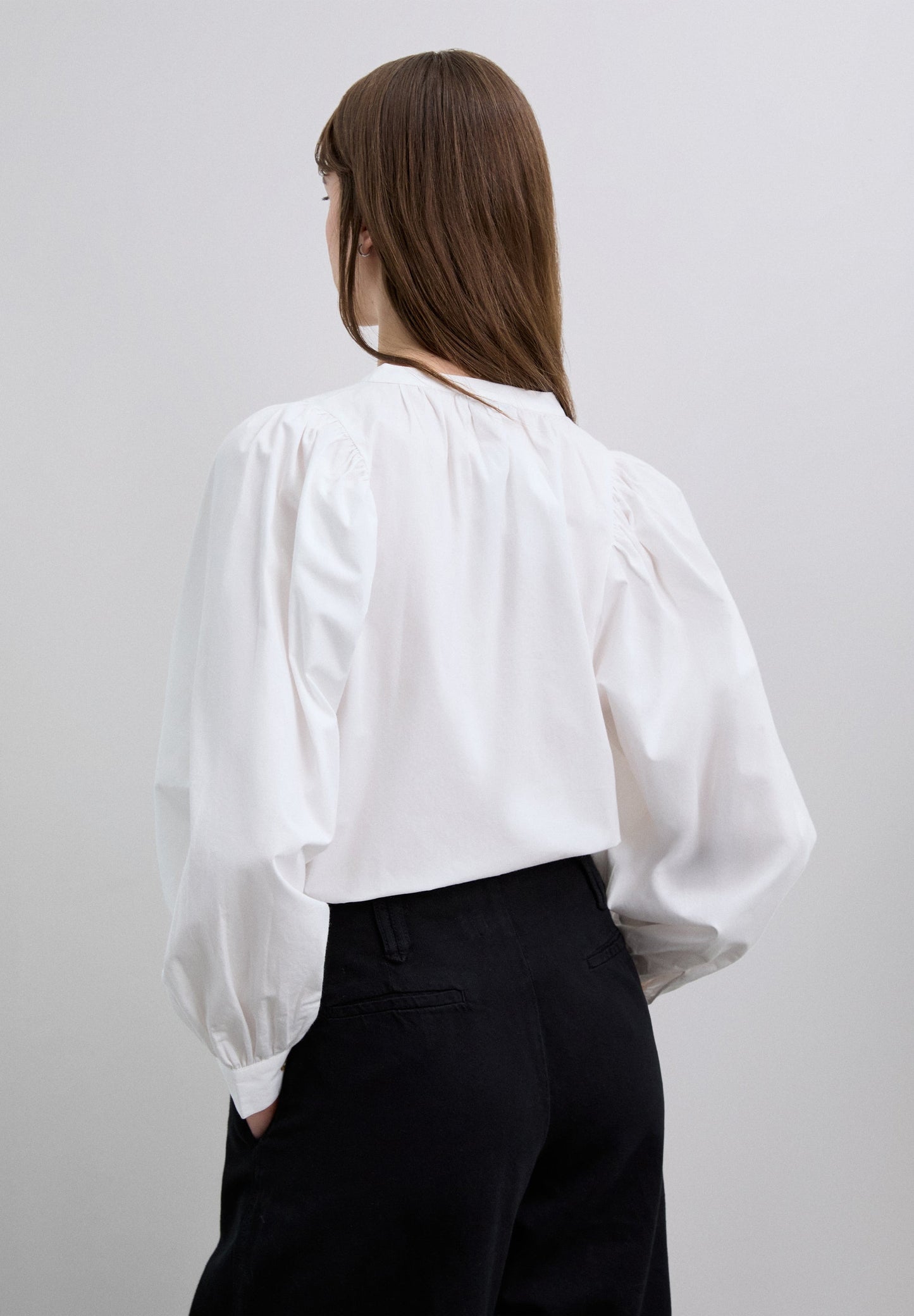 CAMISA POPELÍN MANGA ABULLONADA
