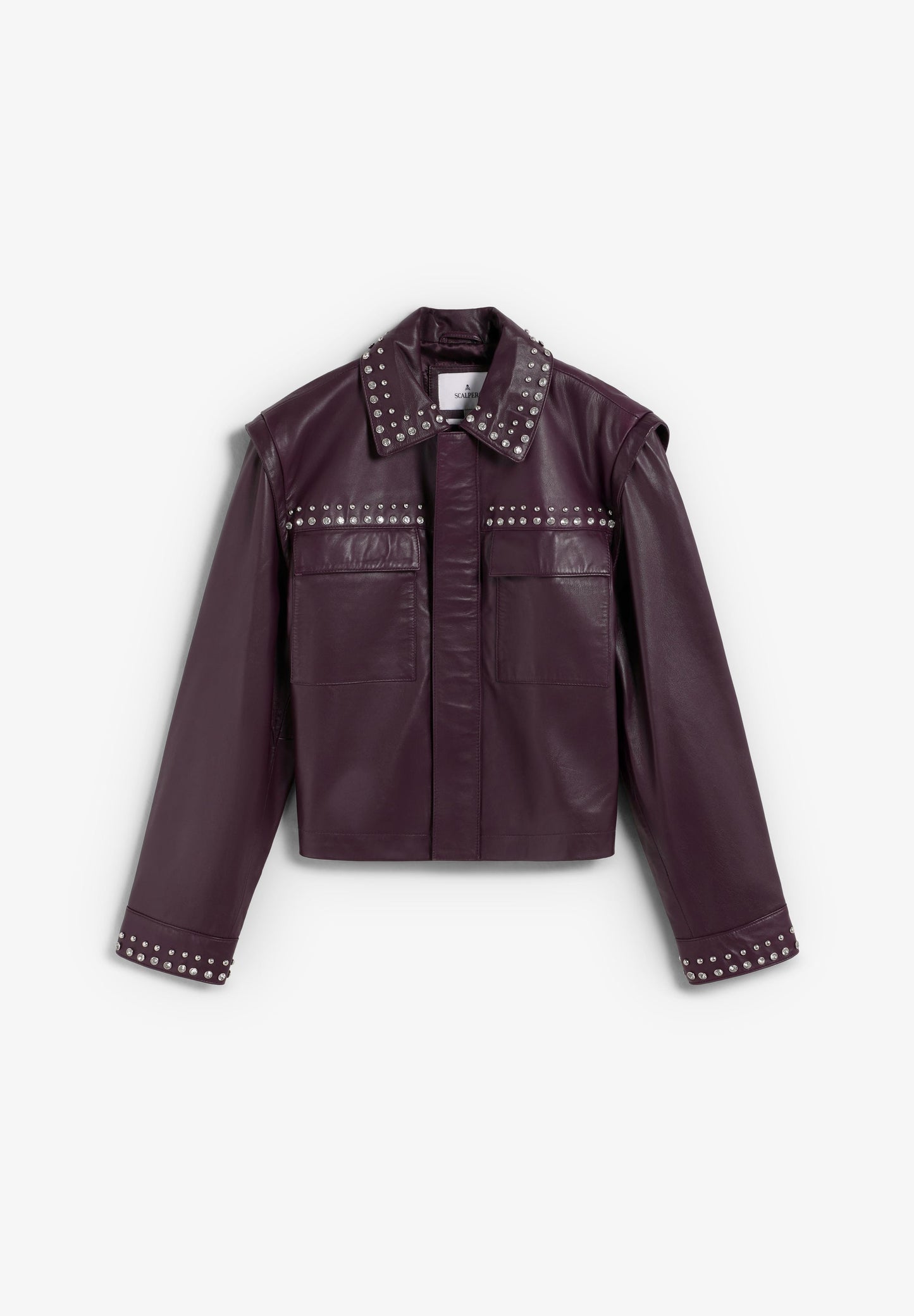 CHAQUETA BURDEOS TACHUELAS PIEL