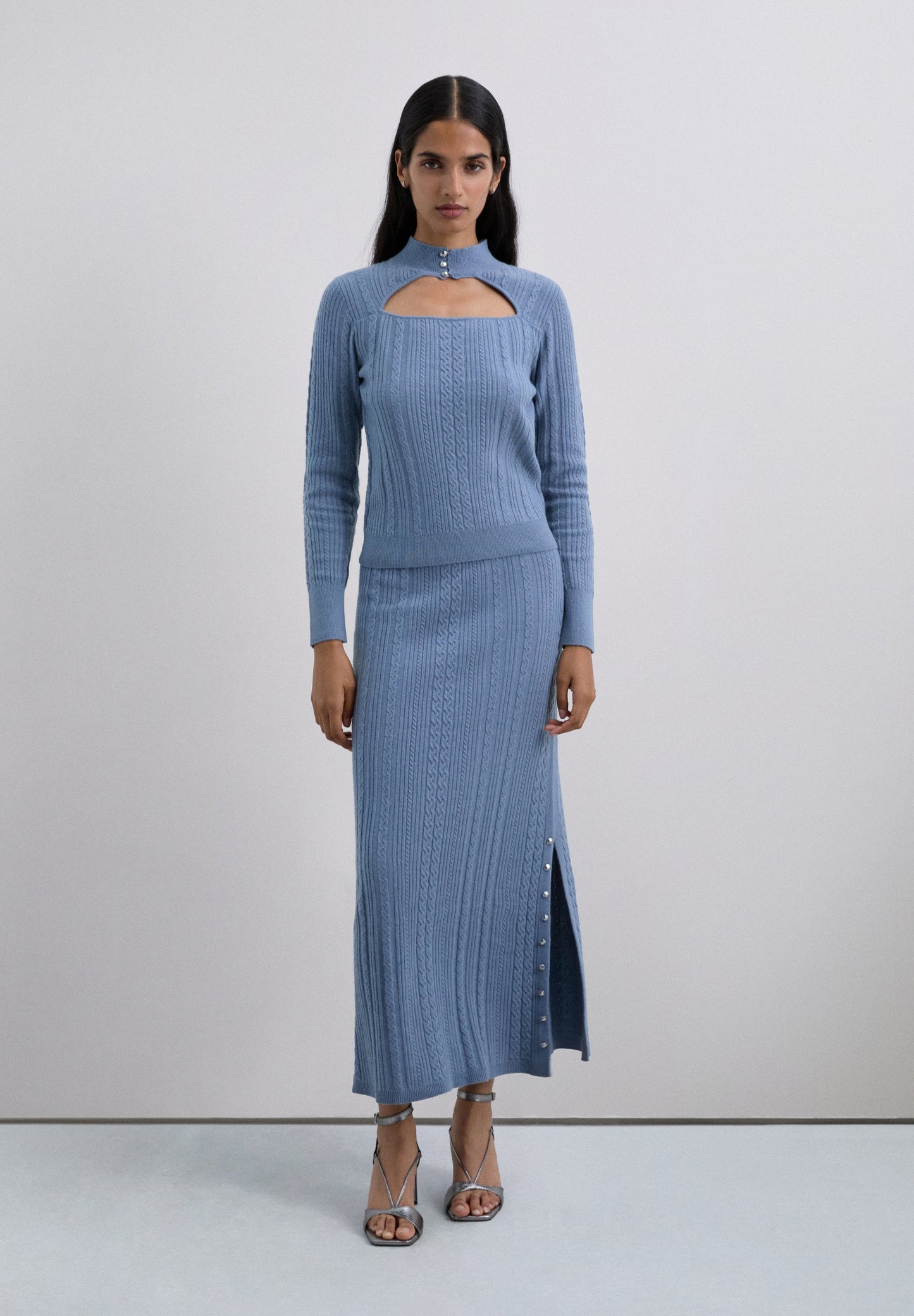 FALDA CABLE KNIT ABERTURA