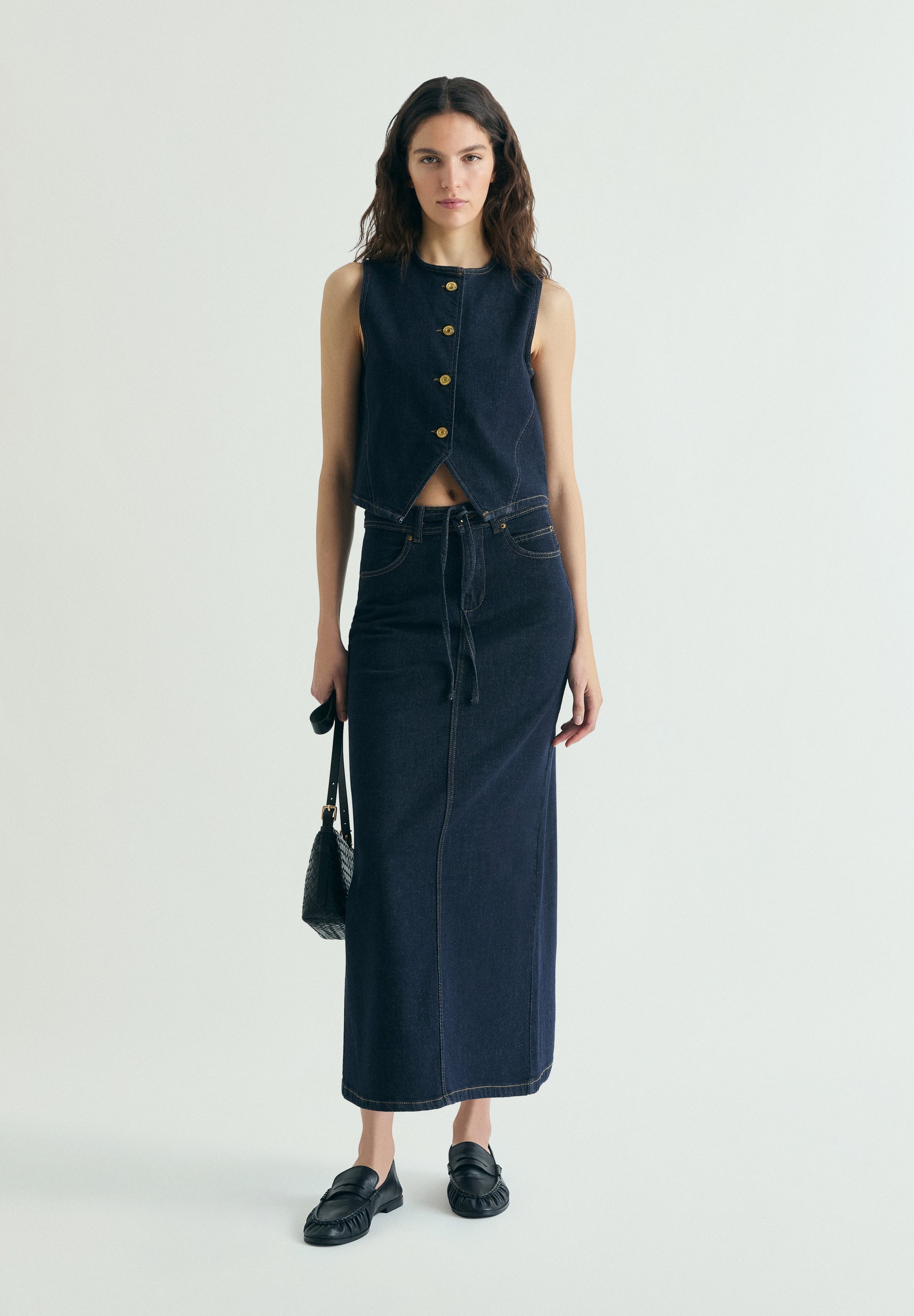 FALDA DENIM MIDI