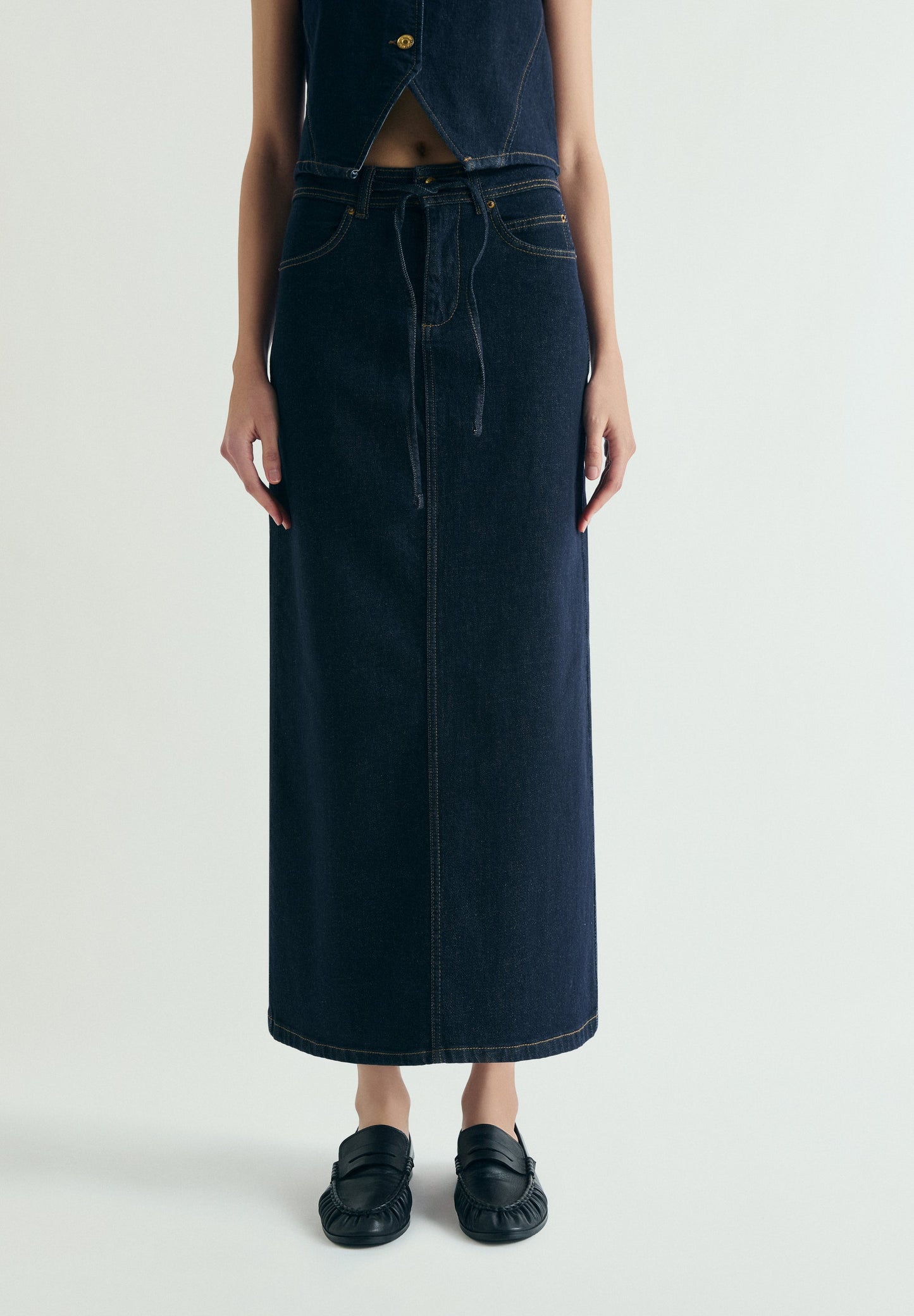 FALDA DENIM MIDI