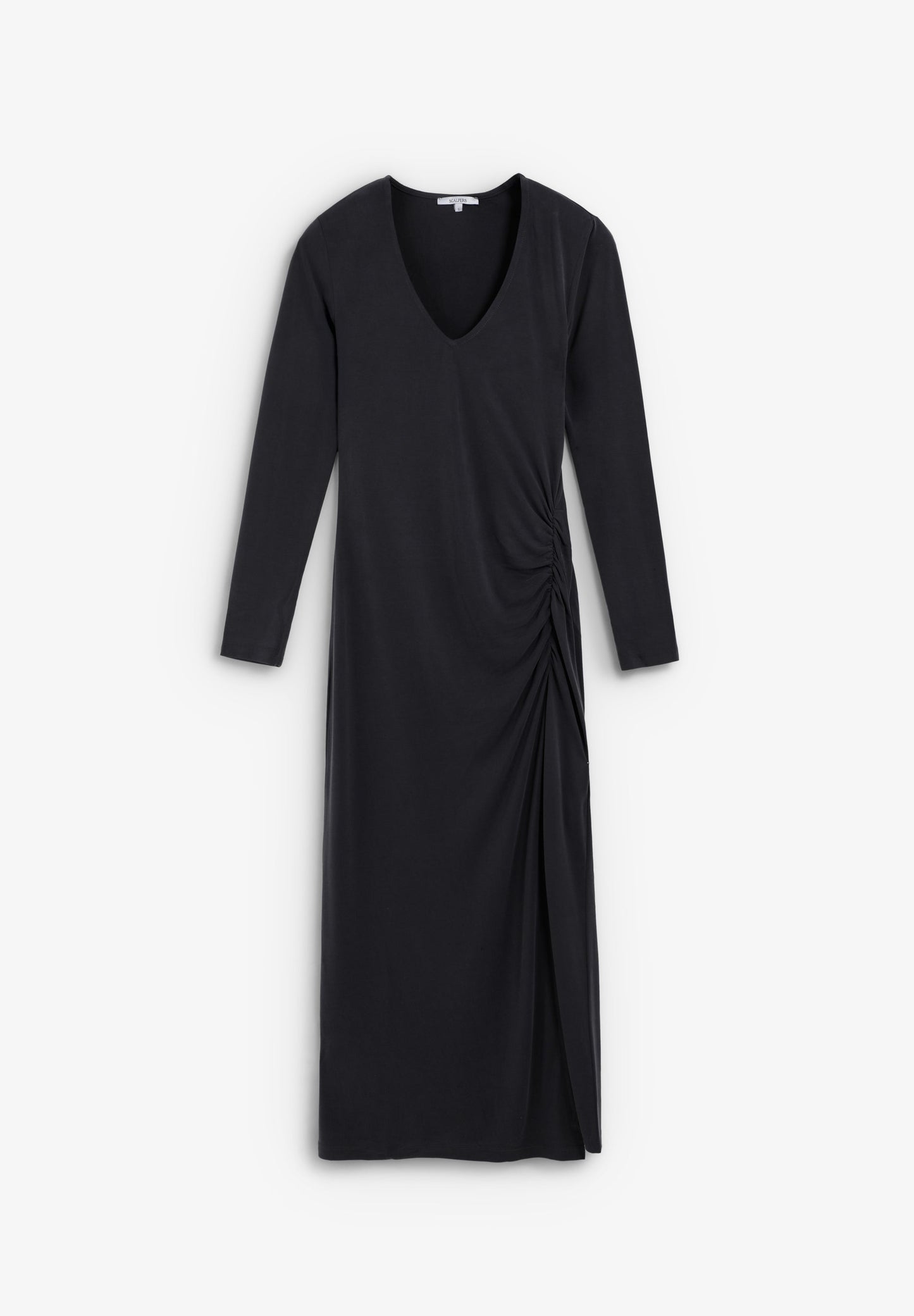 VESTIDO LARGO FRUNCIDO ABERTURA