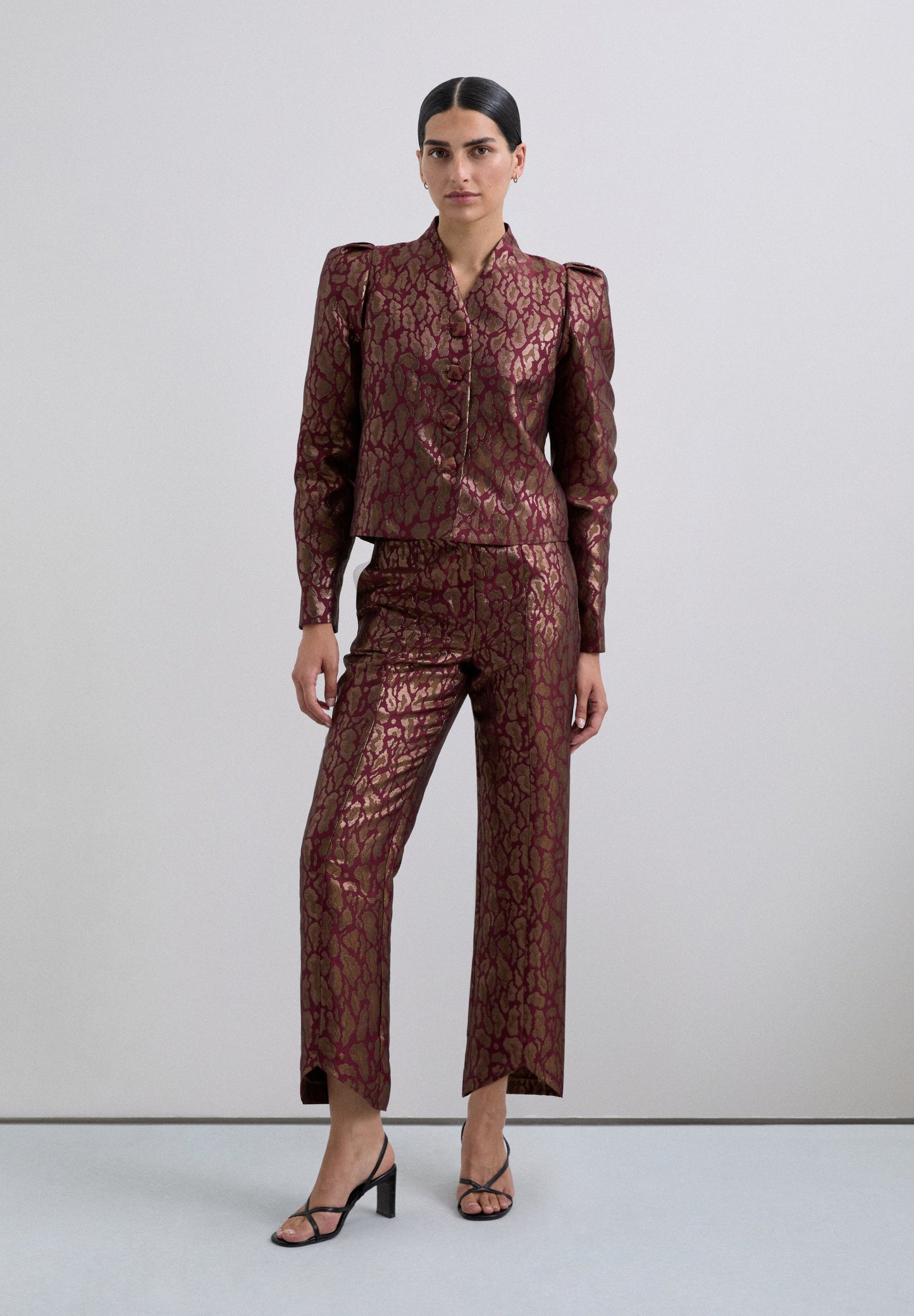 BLAZER CROPPED ANIMAL PRINT METALIZADA