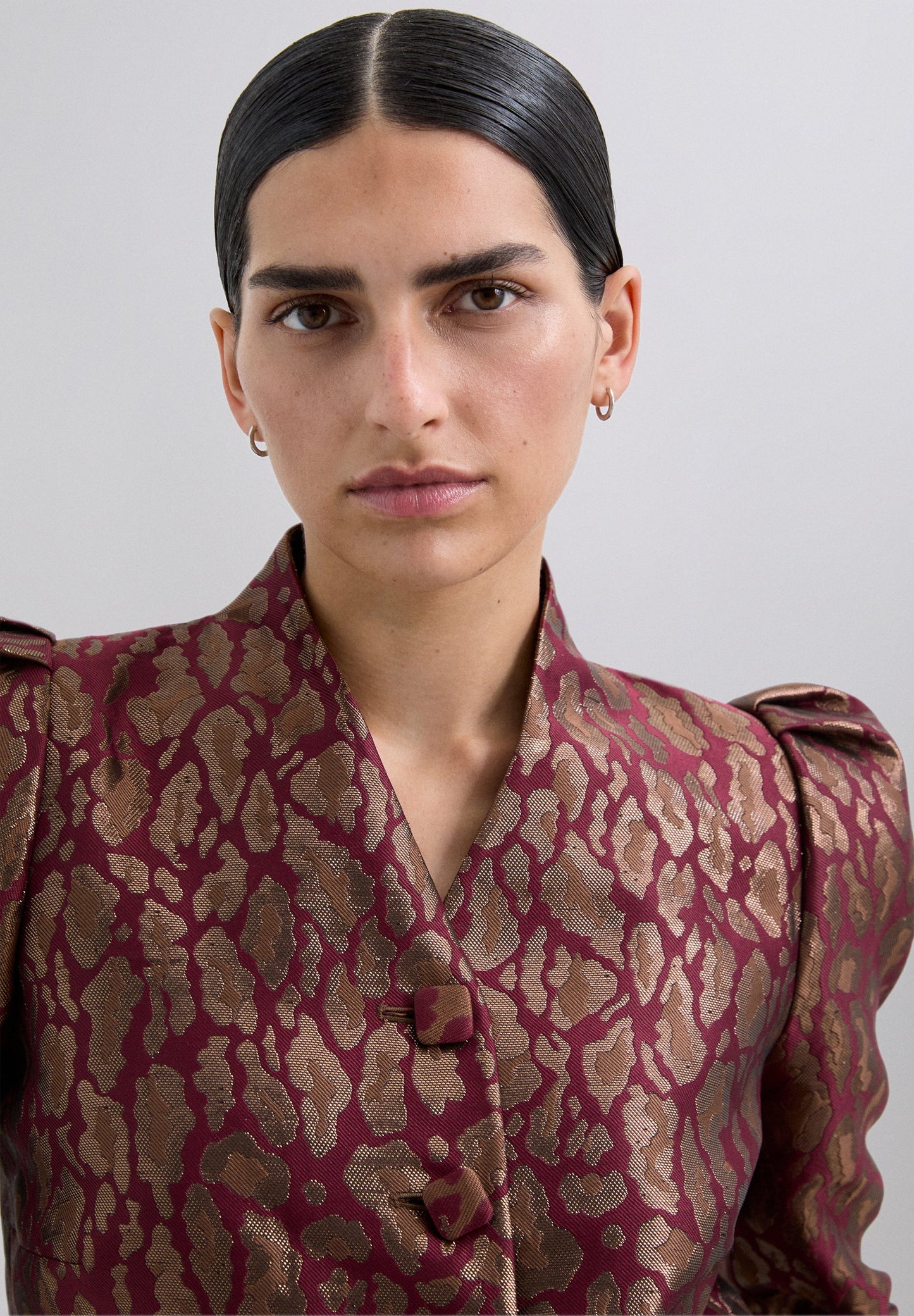 BLAZER CROPPED ANIMAL PRINT METALIZADA