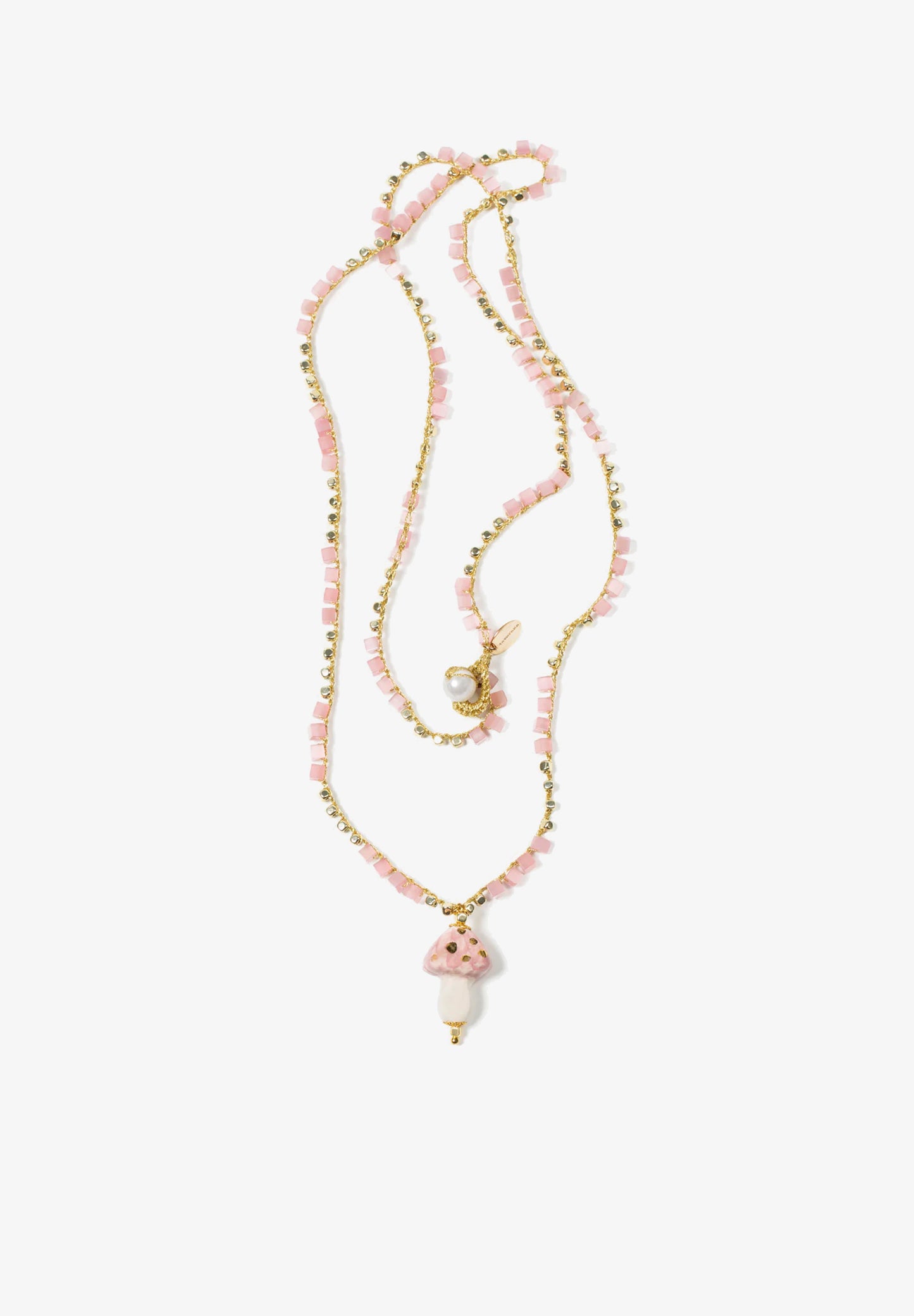 CASHFANA | COLLAR LARGO DE CERÁMICA FUNGHI ROSA