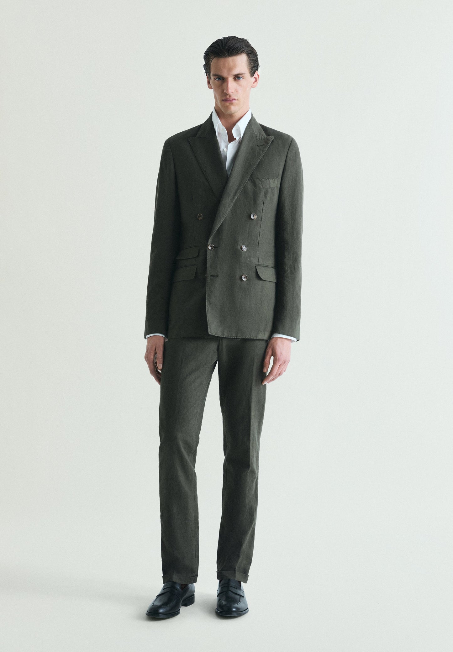 AMERICANA CRUZADA TRAJE LINO