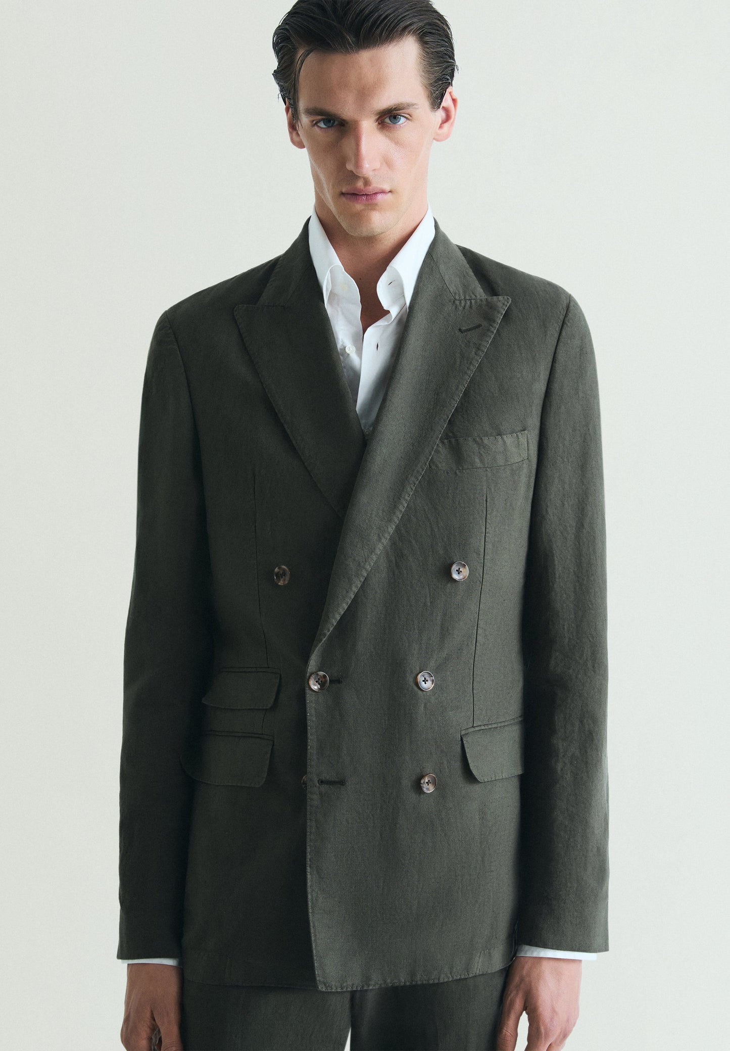 AMERICANA CRUZADA TRAJE LINO