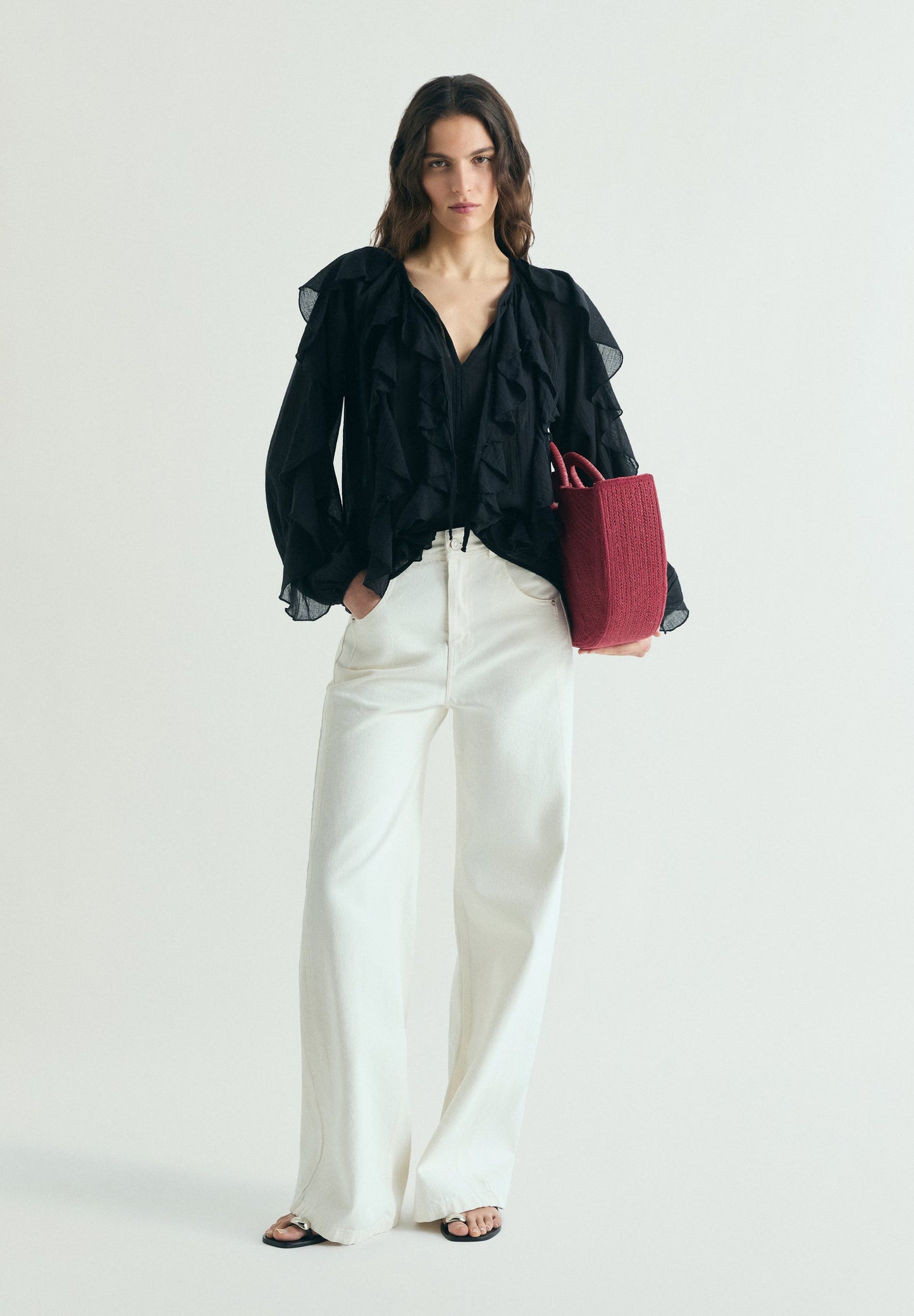 BLUSA ALGODÓN VOLANTES