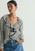 BLUSA ALGODÓN CUADROS VOLANTE