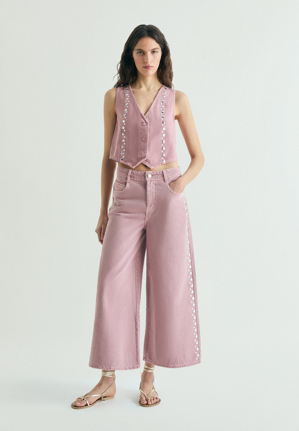 CHALECO DENIM STUDS - Scalpers
