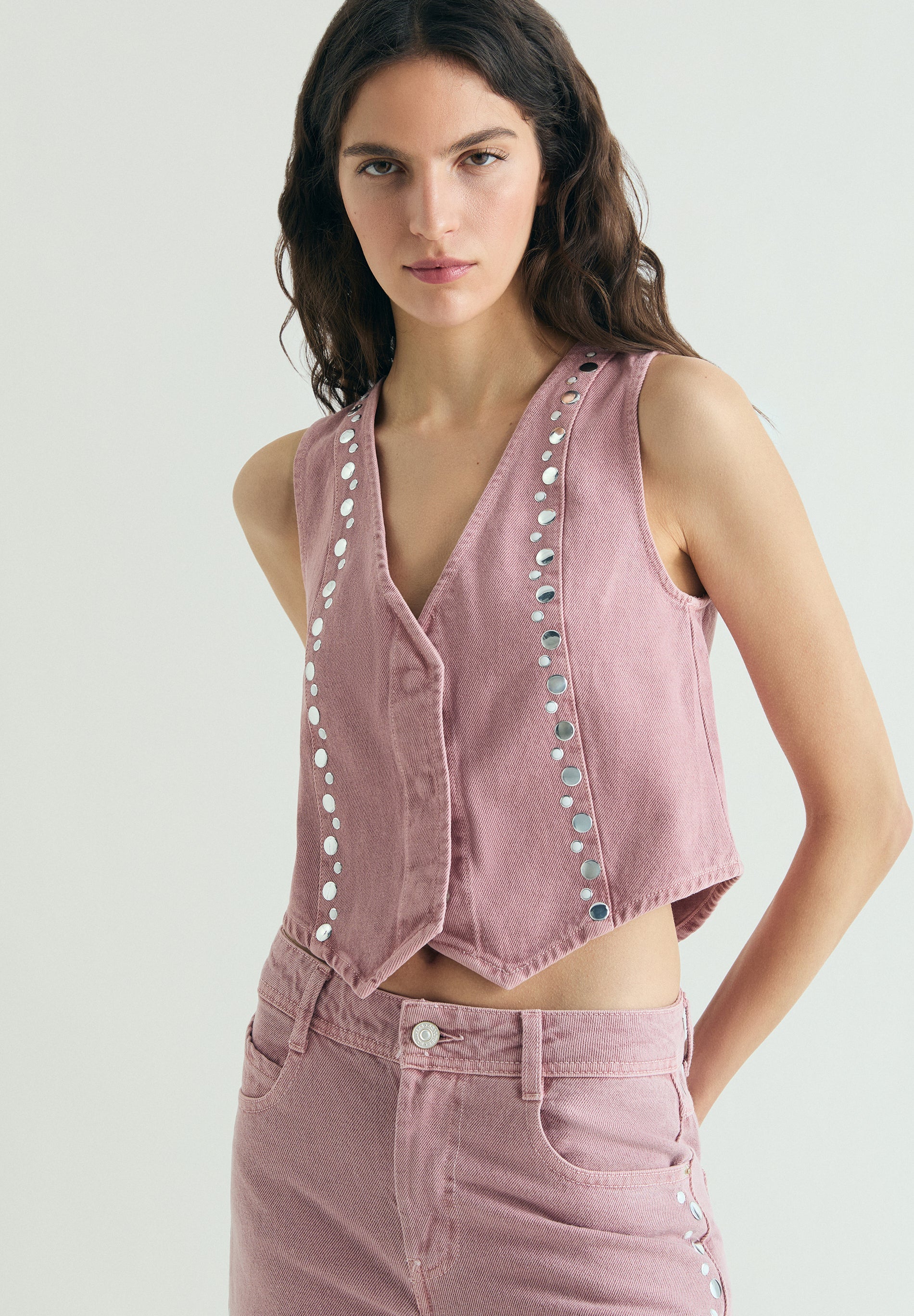 CHALECO DENIM STUDS