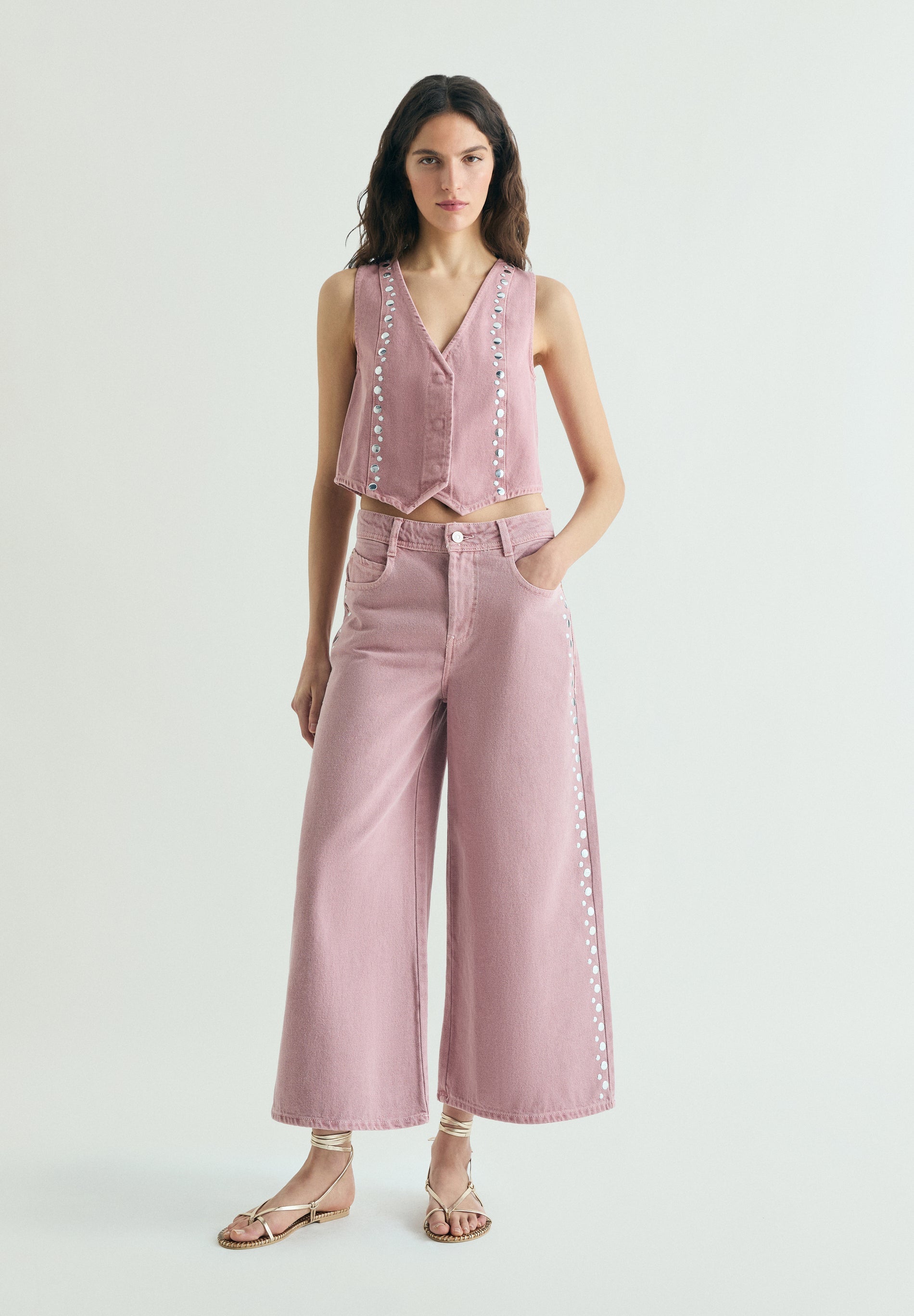 JEANS CULOTTE STUDS