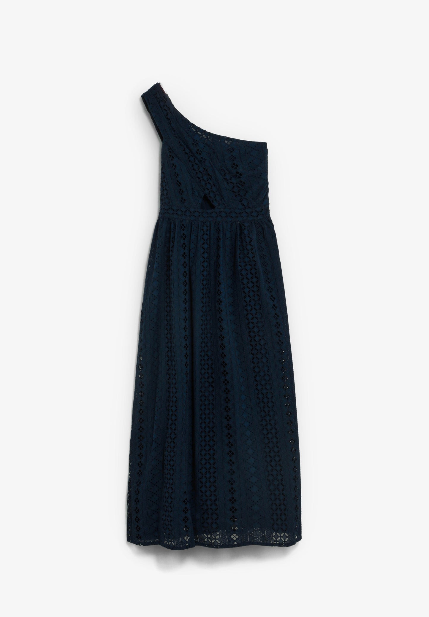 VESTIDO MIDI ASIMÉTRICO BORDADO