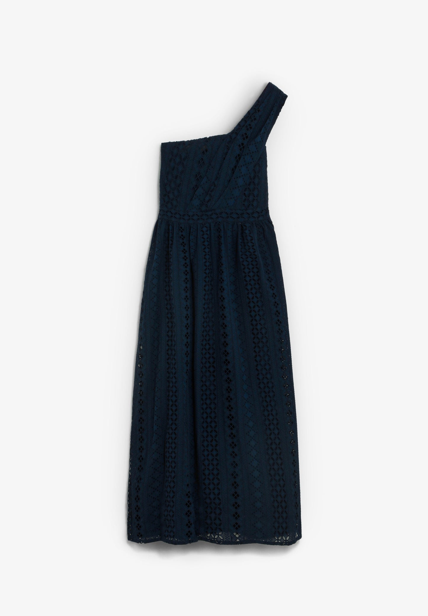 VESTIDO MIDI ASIMÉTRICO BORDADO