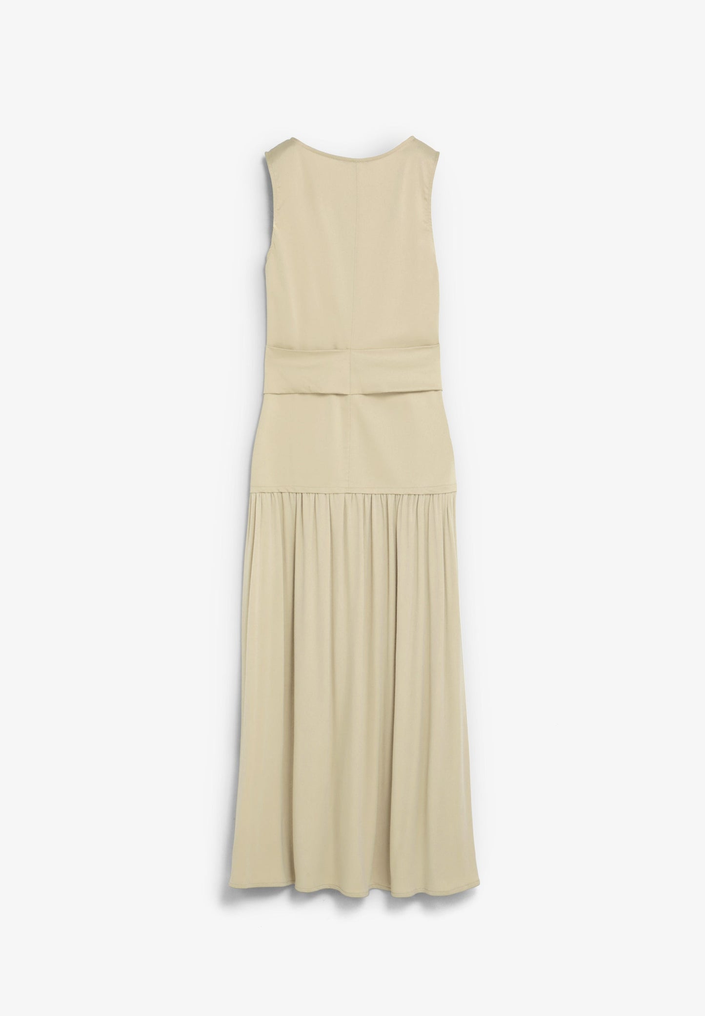 VESTIDO MIDI DRAPEADO CON DETALLE METÁLICO