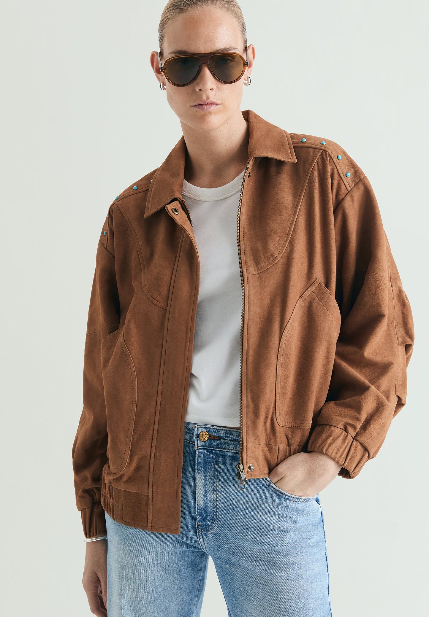 CHAQUETA BOMBER ANTE STUDS