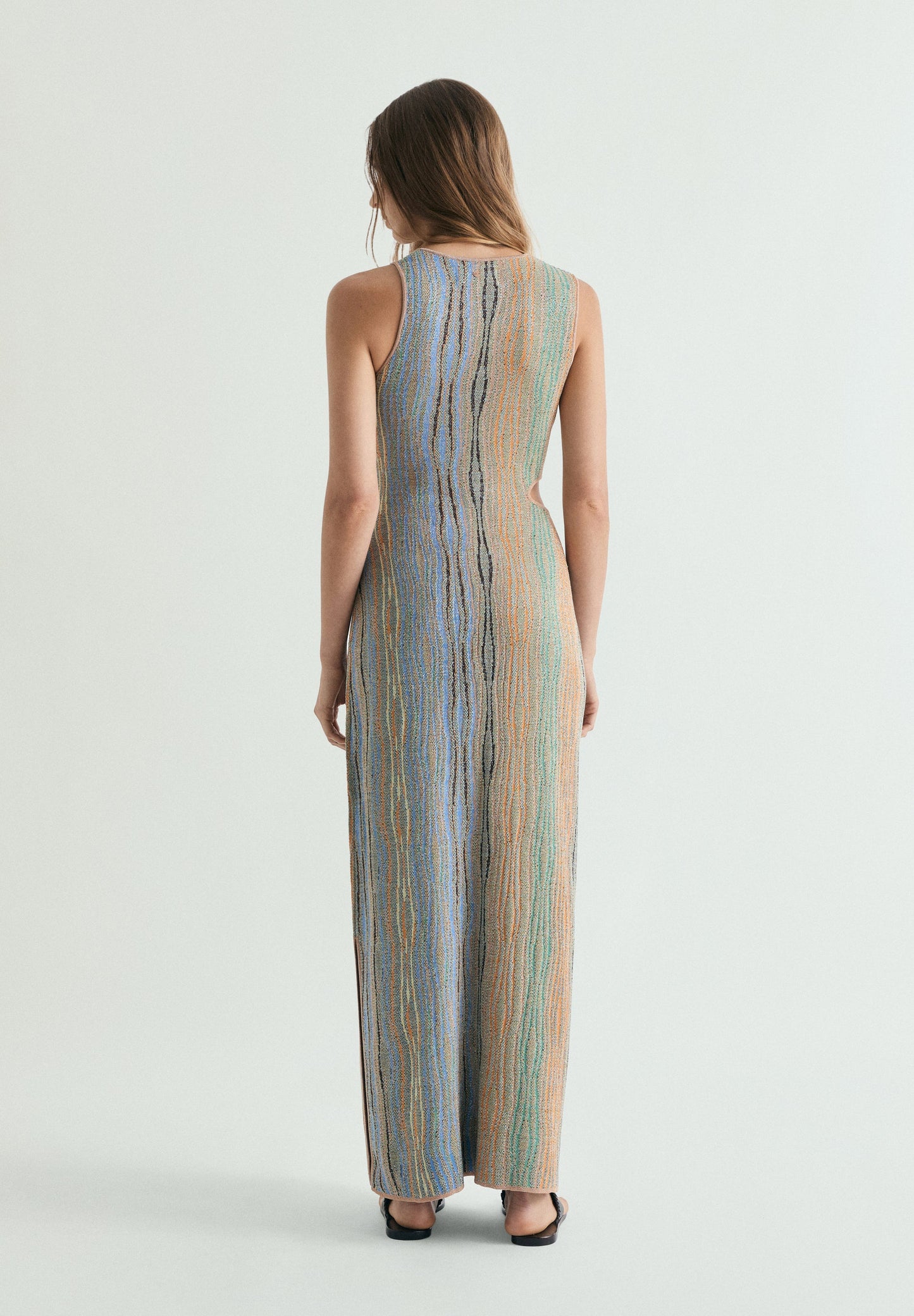 VESTIDO LARGO JACQUARD CON CUT OUT