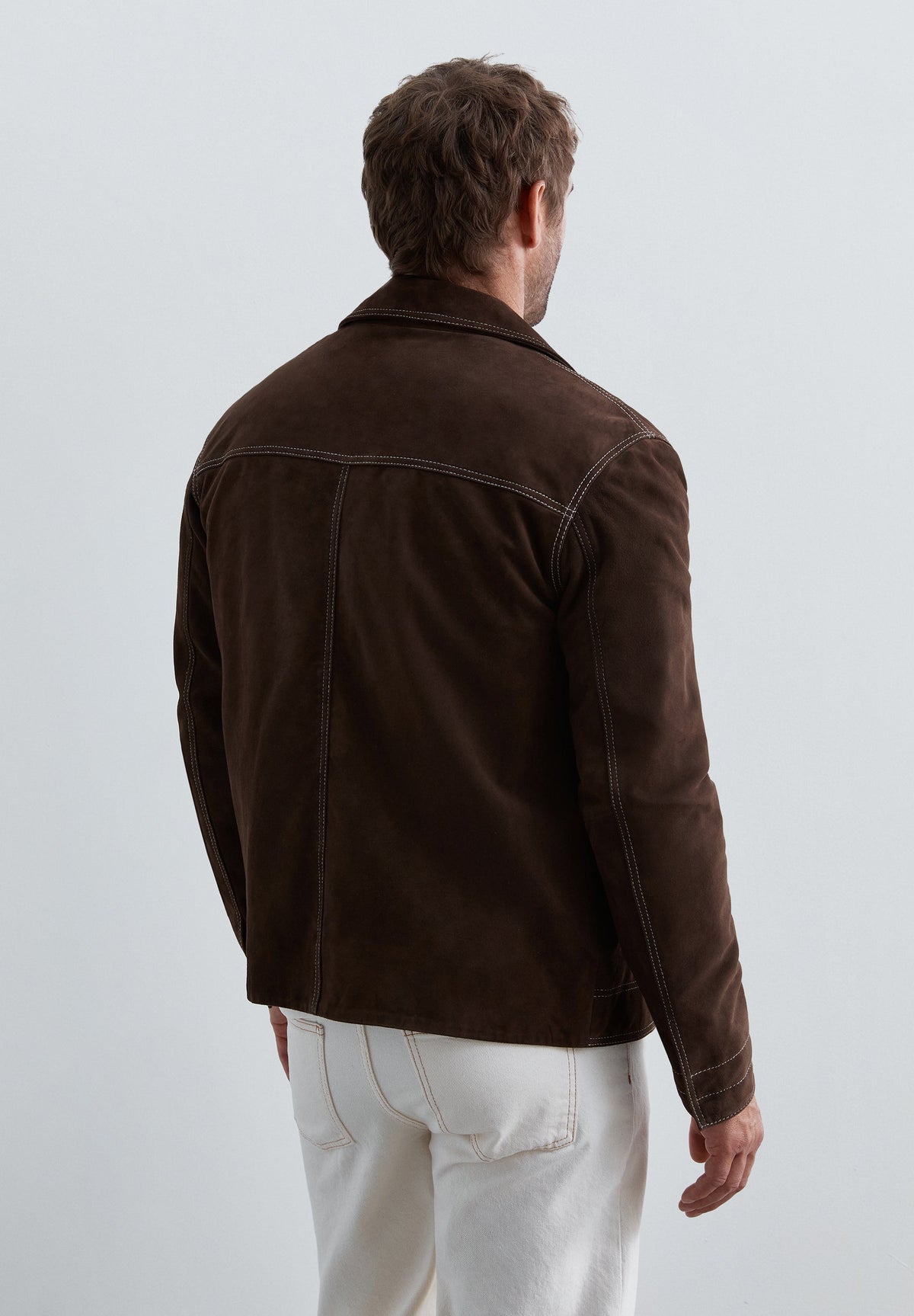 CHAQUETA ANTE COSTURAS CONTRASTE
