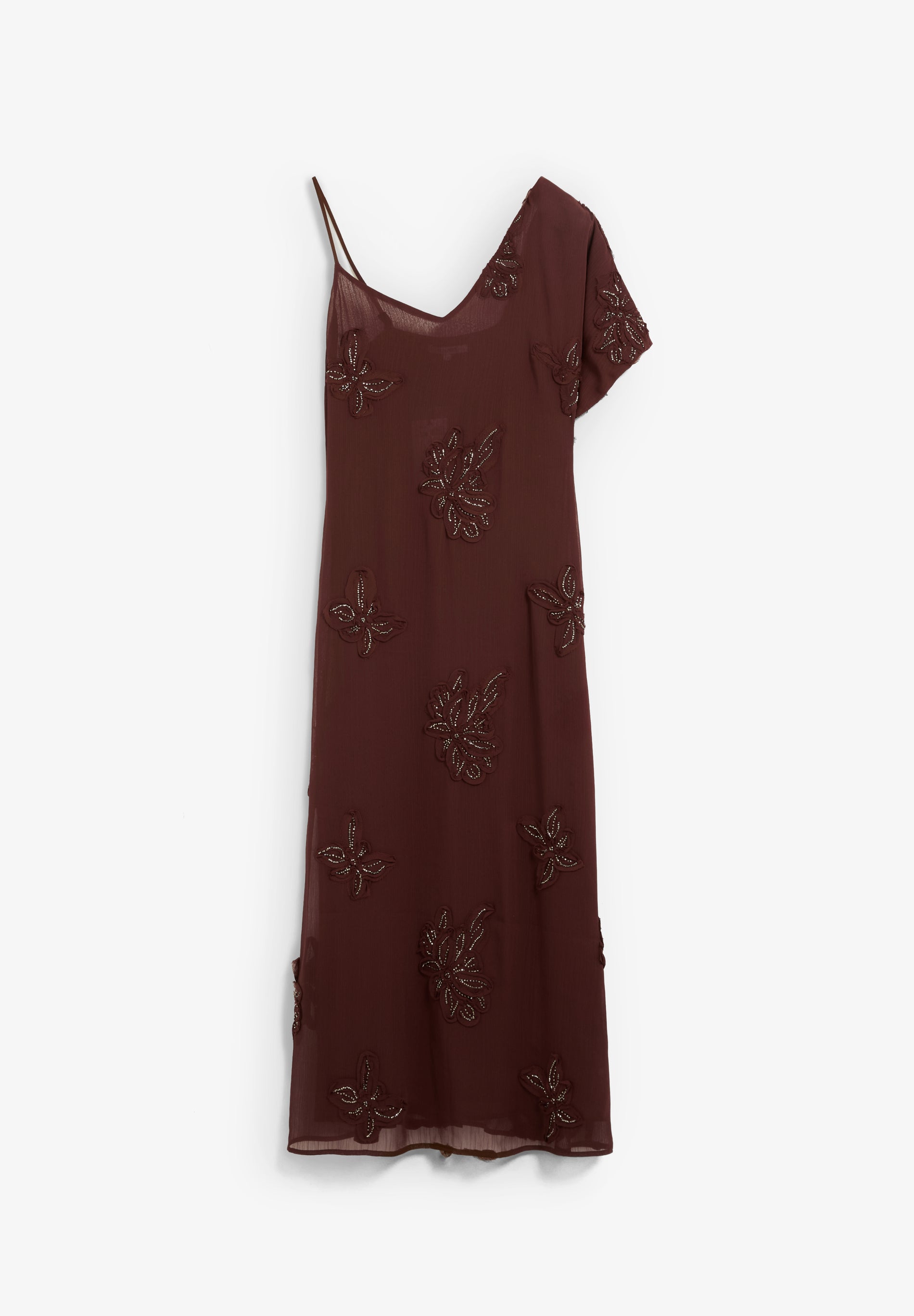 VESTIDO ASIMÉTRICO BORDADO ABALORIOS