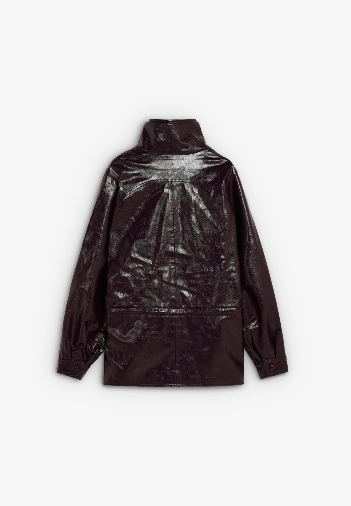 CHAQUETA CUELLO ALTO EFECTO CHAROL