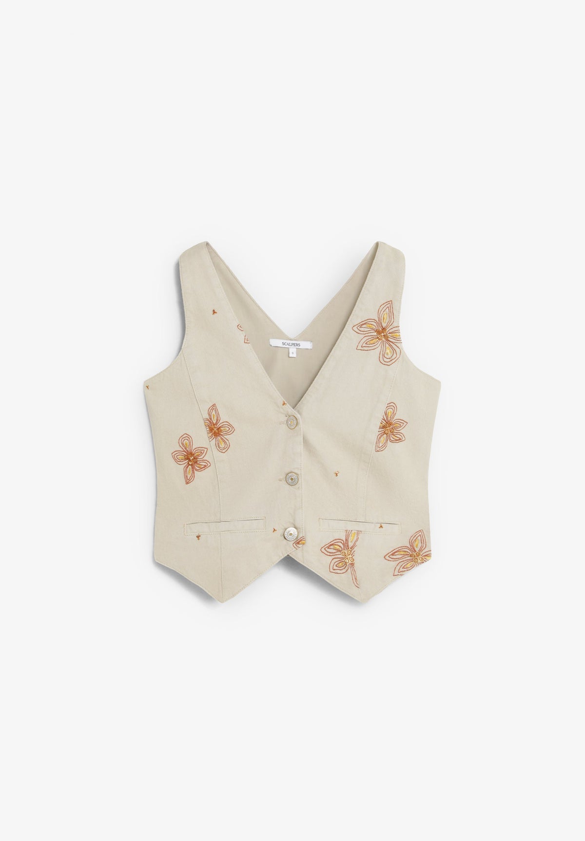 CHALECO DENIM BORDADOS FLORALES