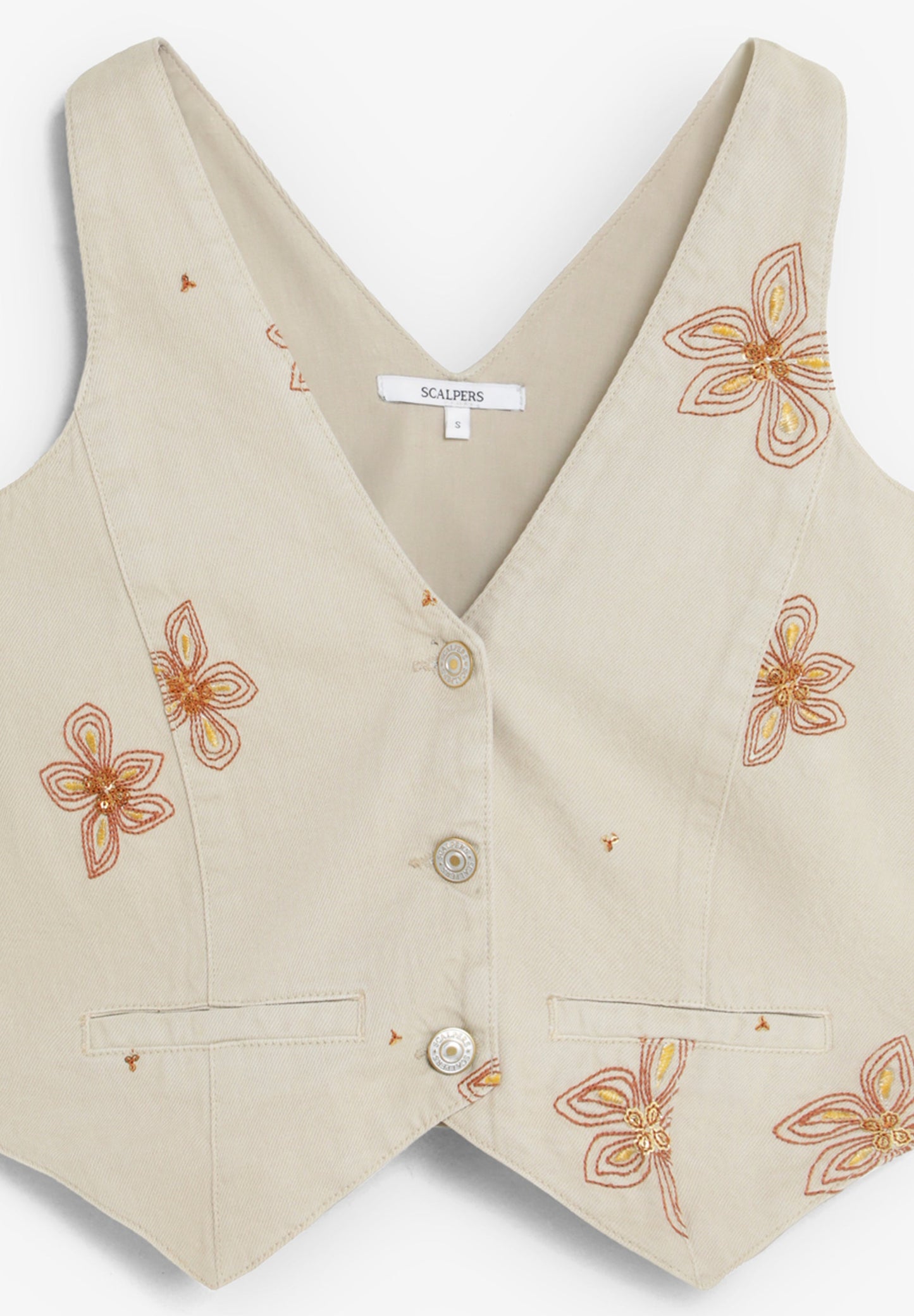 SCNEWEMB FLOWER DENIM VEST