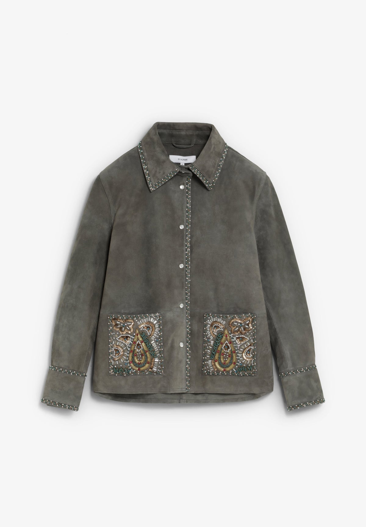 CHAQUETA DE ANTE BORDADA CON CUENTAS