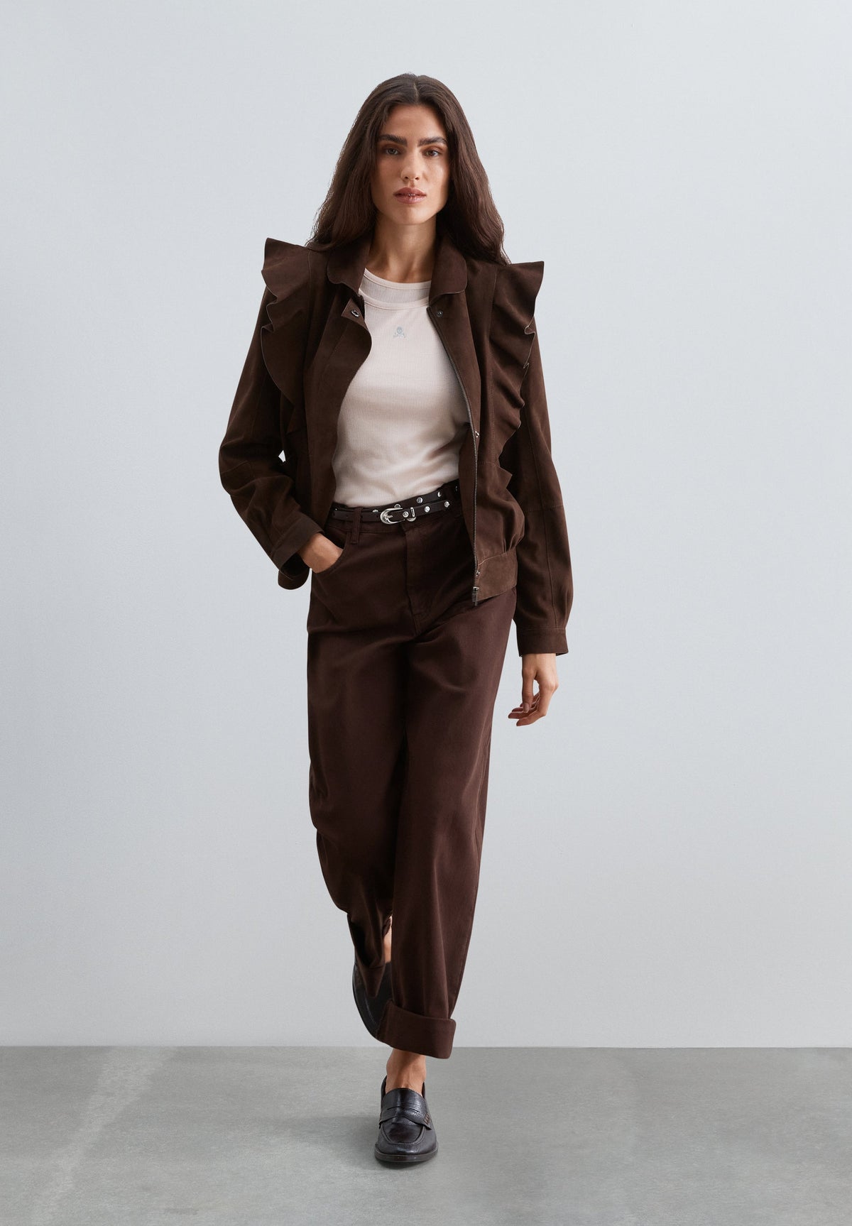 CHAQUETA ANTE VOLANTE