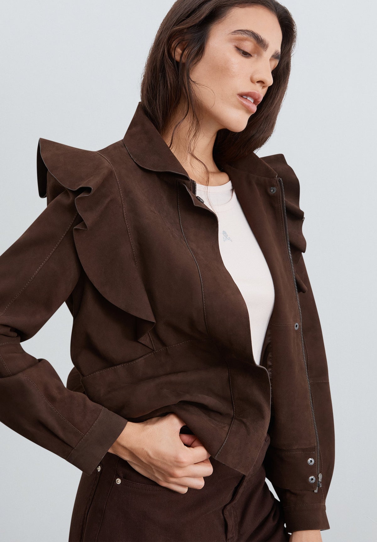 CHAQUETA ANTE VOLANTE