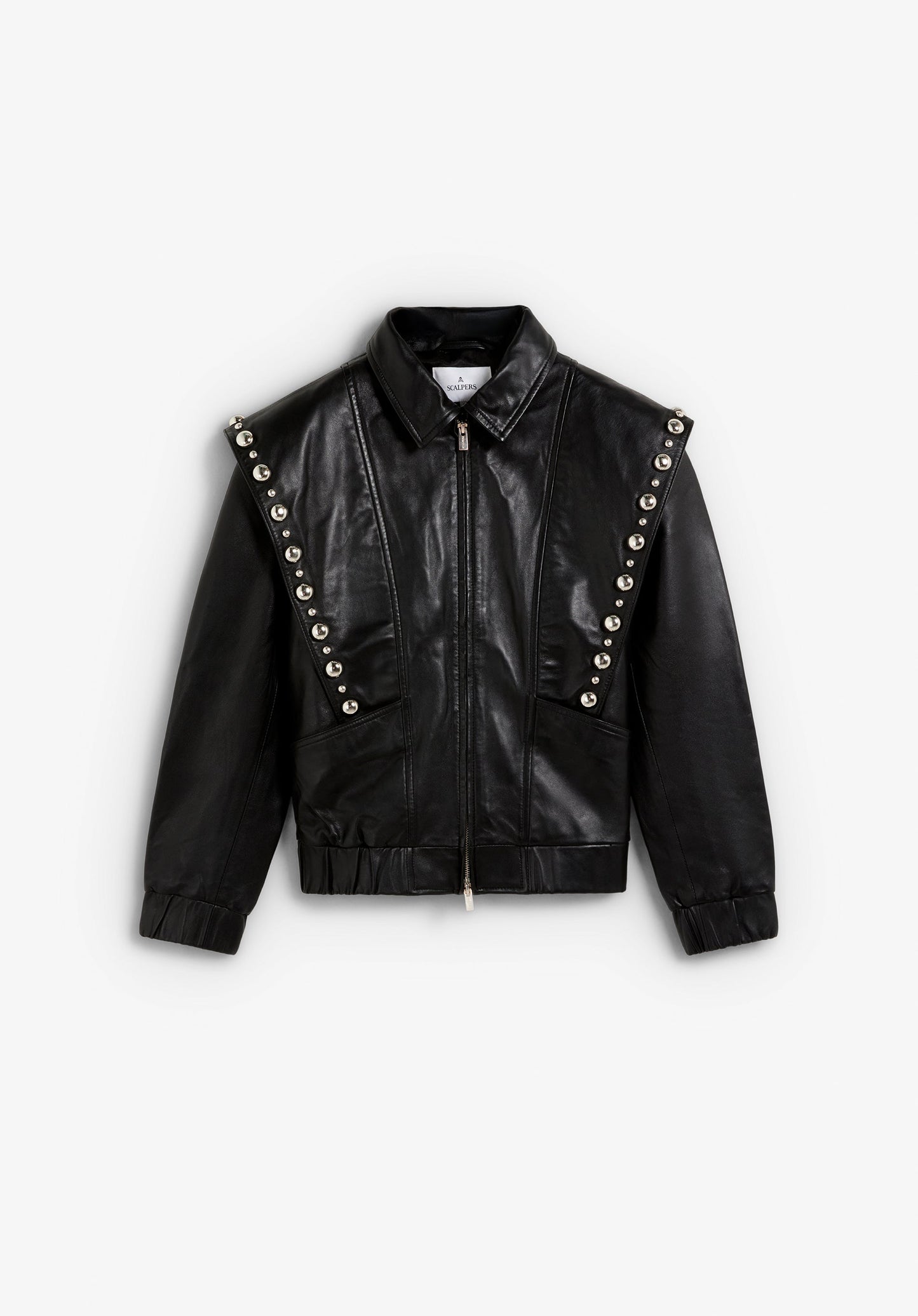 SCSHOULDER STUDS LEATHER JACKET