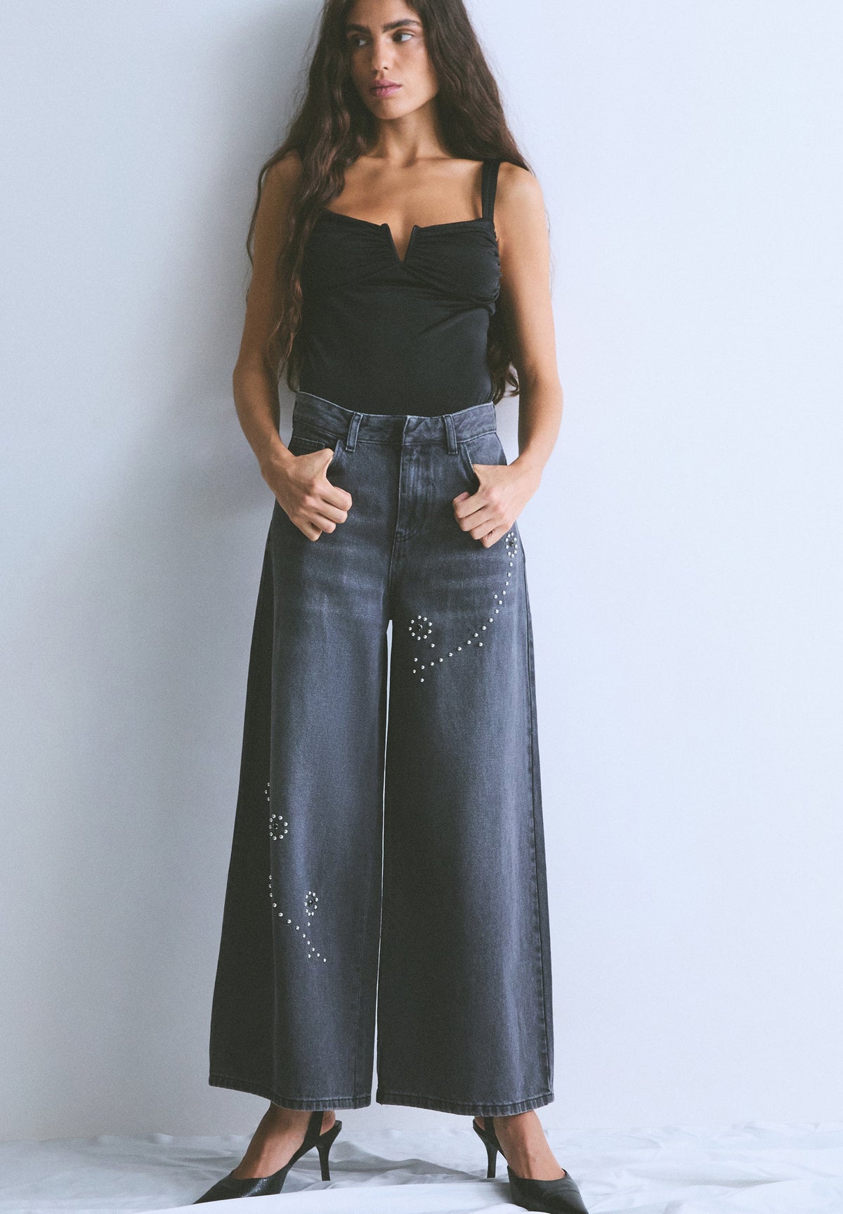 JEANS CULOTTE STUDS