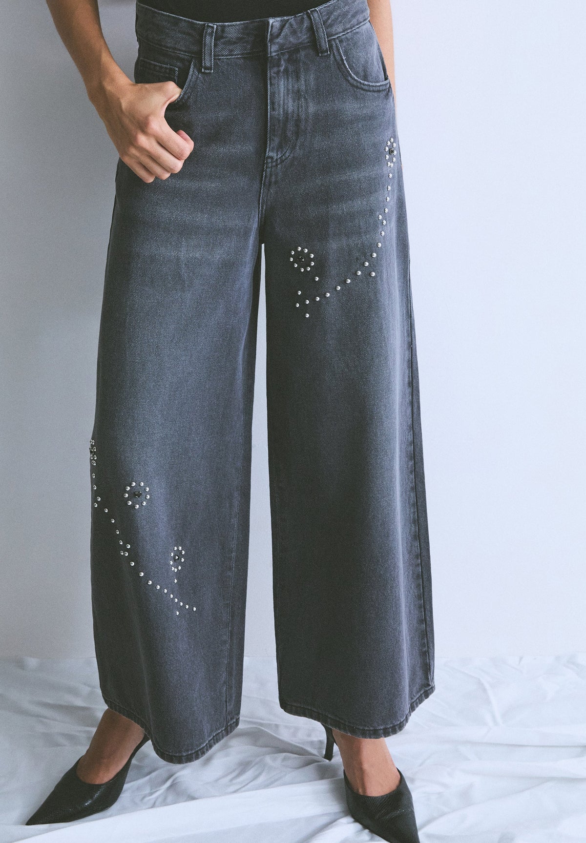 JEANS CULOTTE STUDS