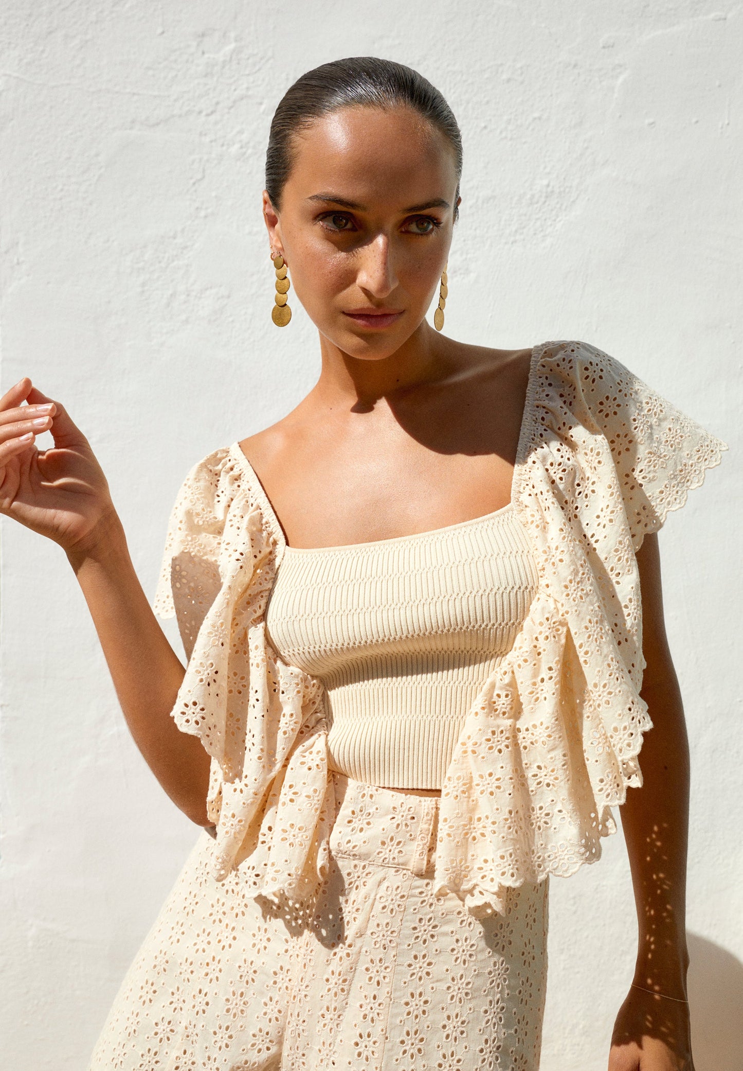 TOP PUNTO MANGA BRODERIE
