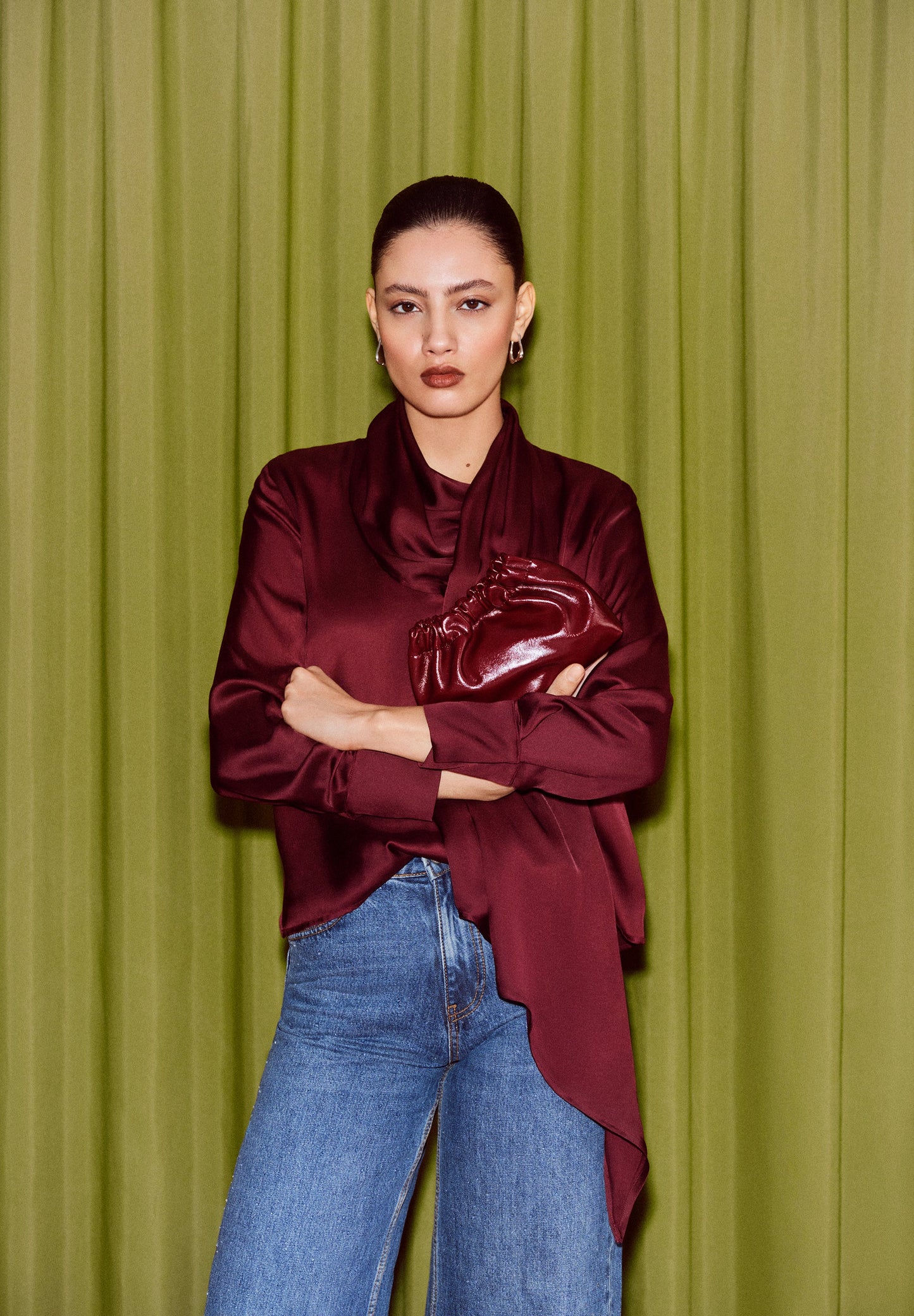 BLUSA SATÉN DRAPEADA