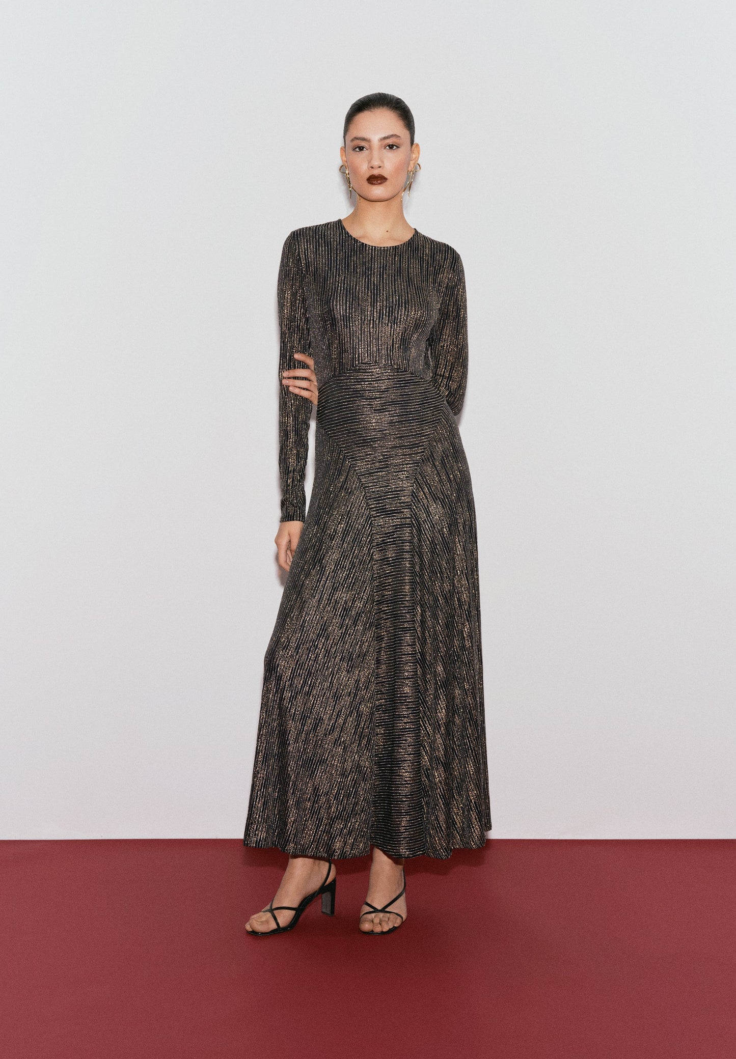 VESTIDO RAYAS METALIZADO