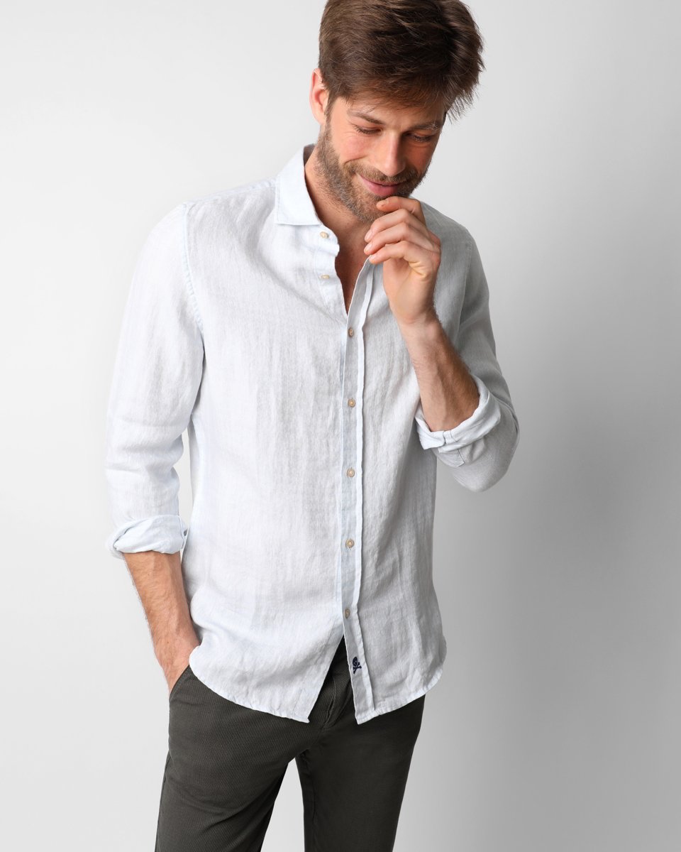 FANCY LINEN SHIRT SKYBLUE