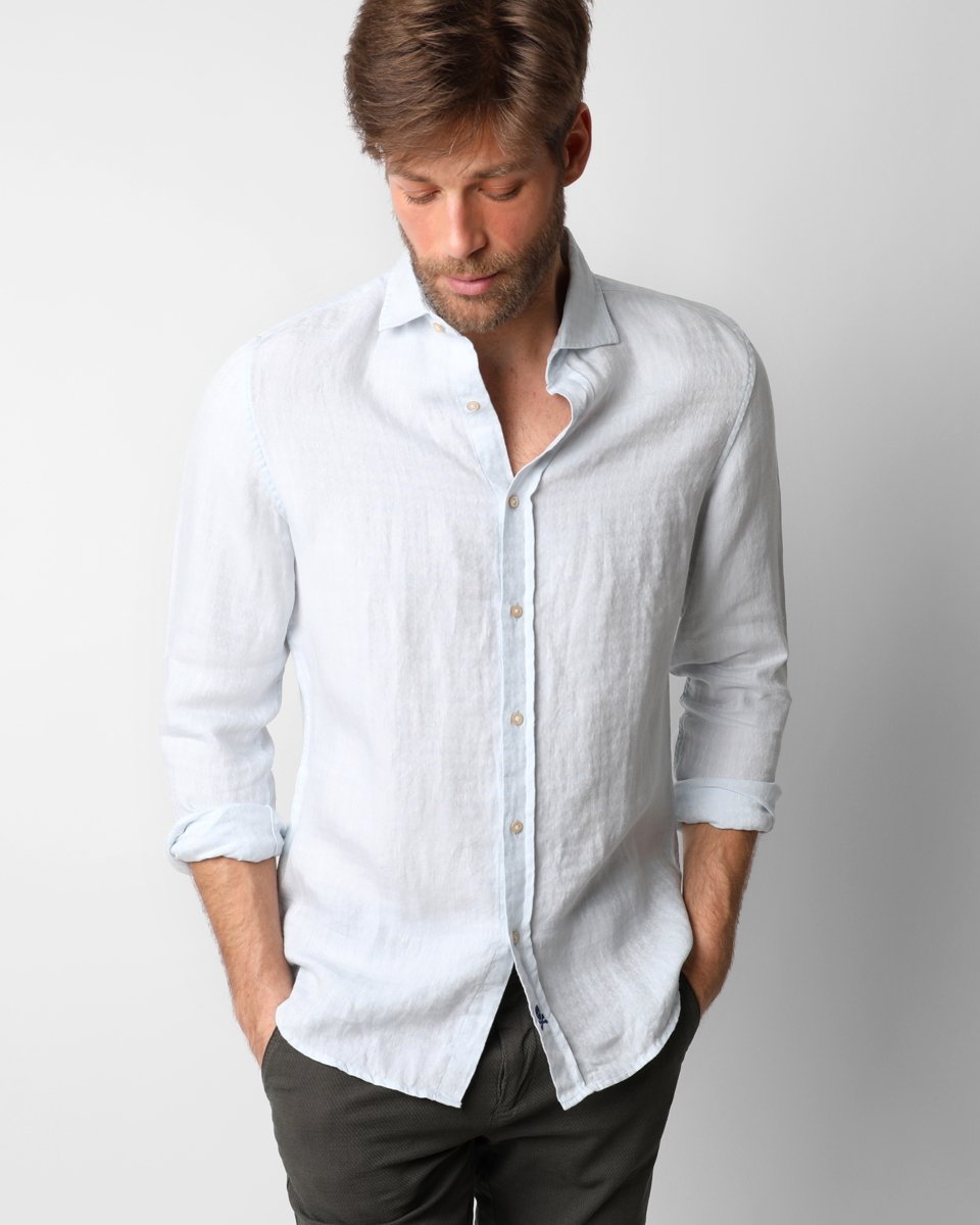 FANCY LINEN SHIRT SKYBLUE
