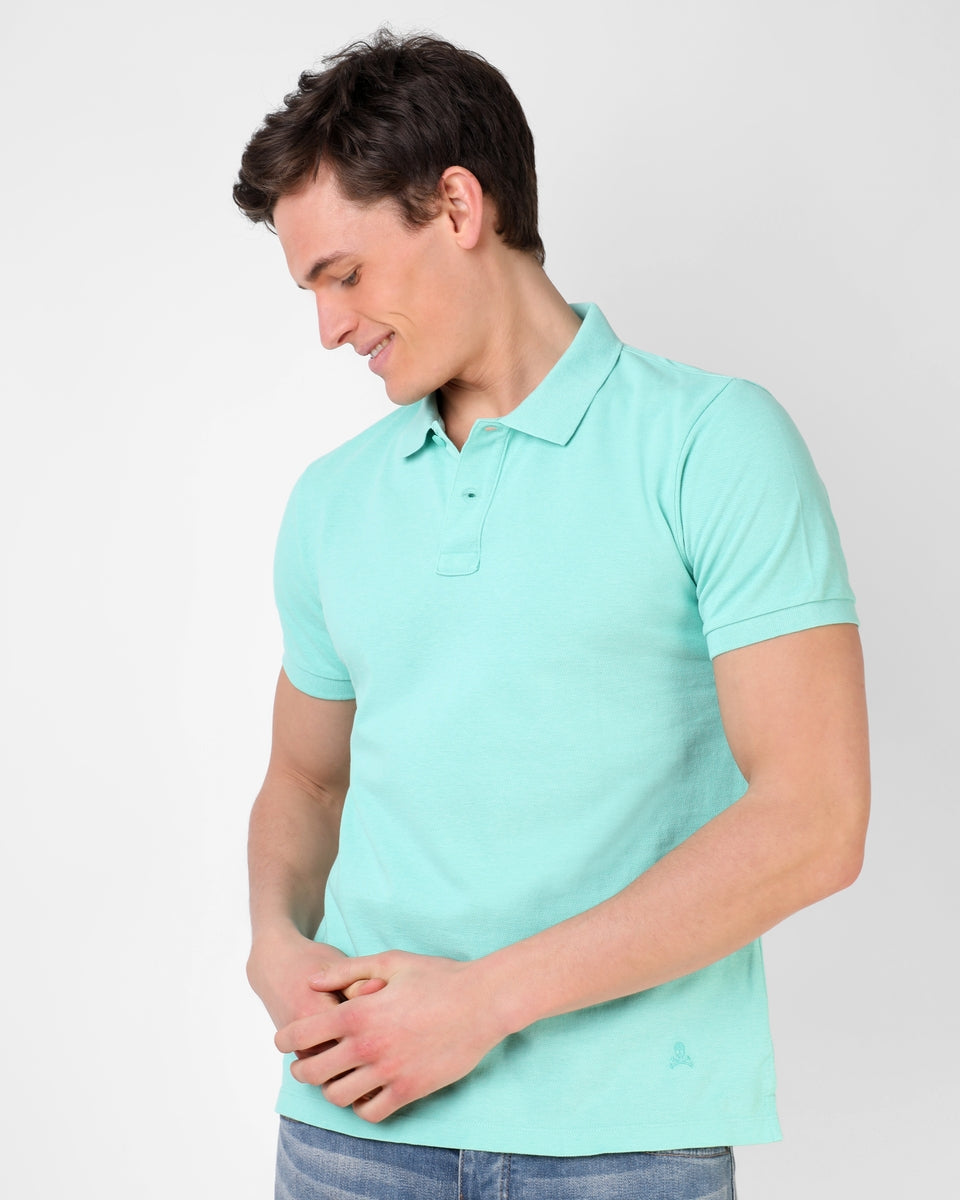 PIQUE MELANGE POLO GREEN