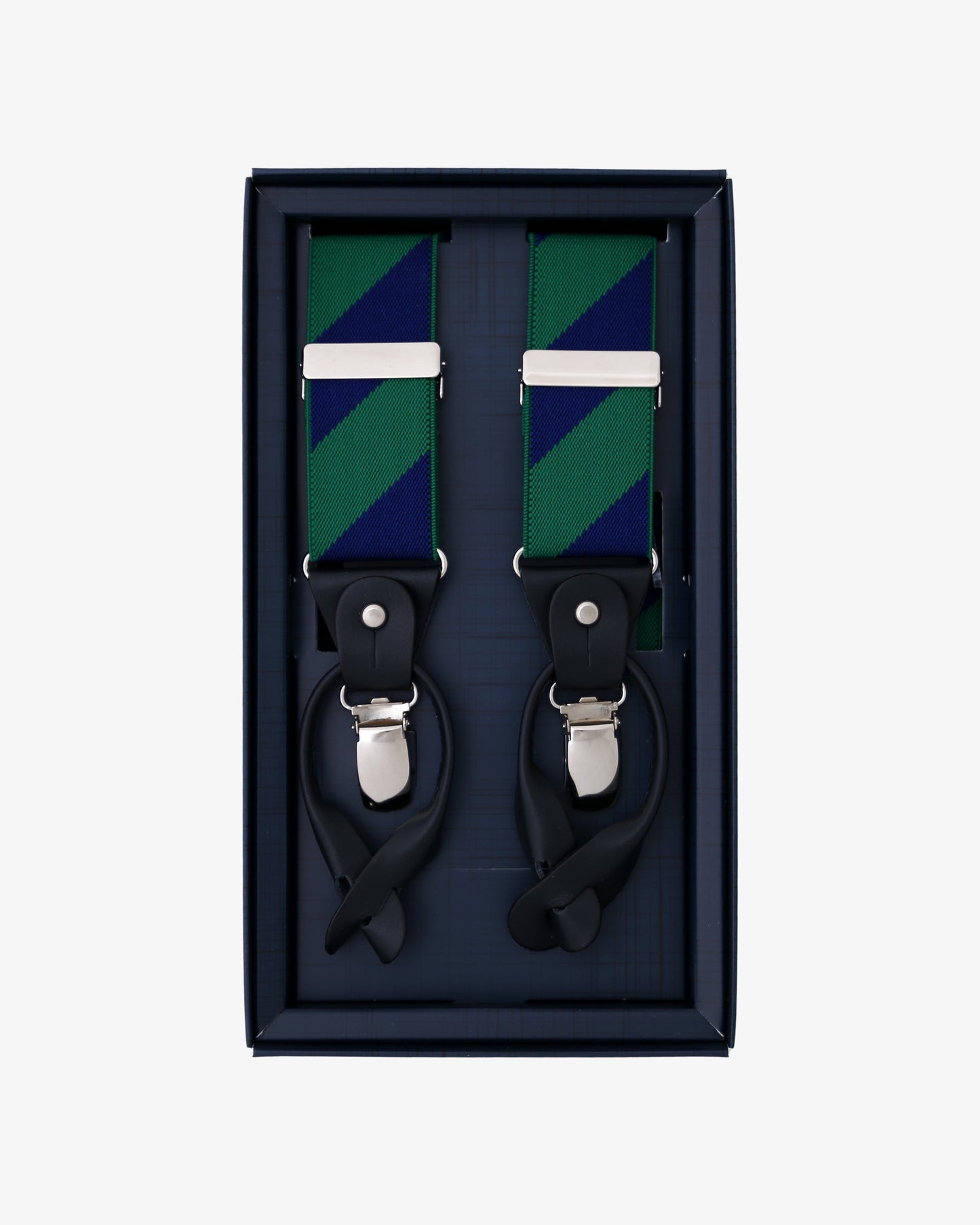 DIAGONAL SUSPENDERS NAVY&GREEN