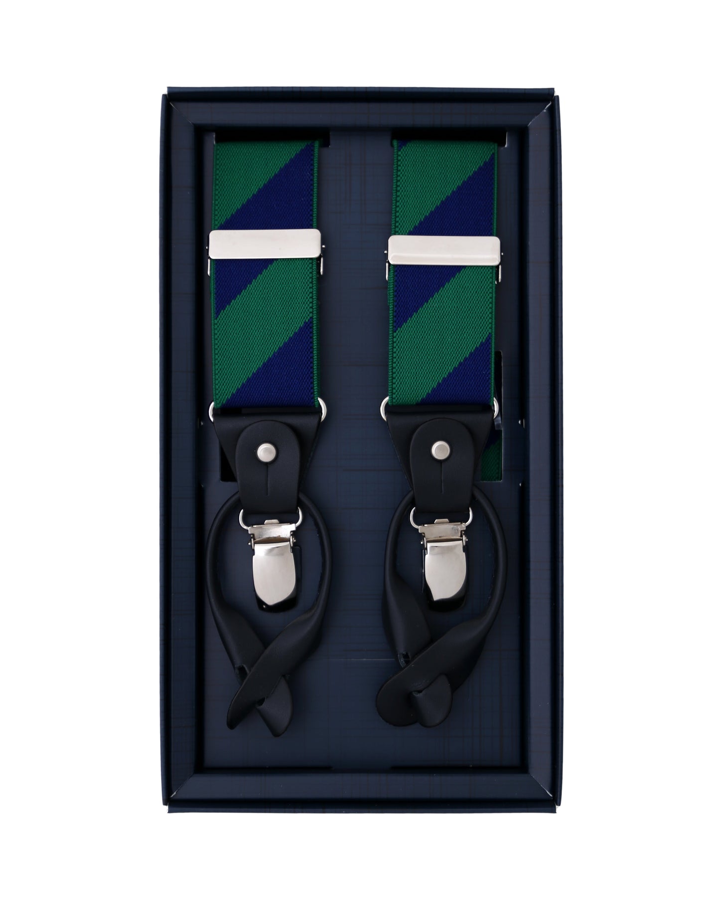 DIAGONAL SUSPENDERS NAVY&GREEN