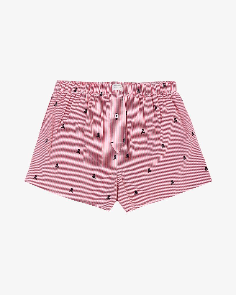 SKULL STRIPE BOXER BURGUNDY