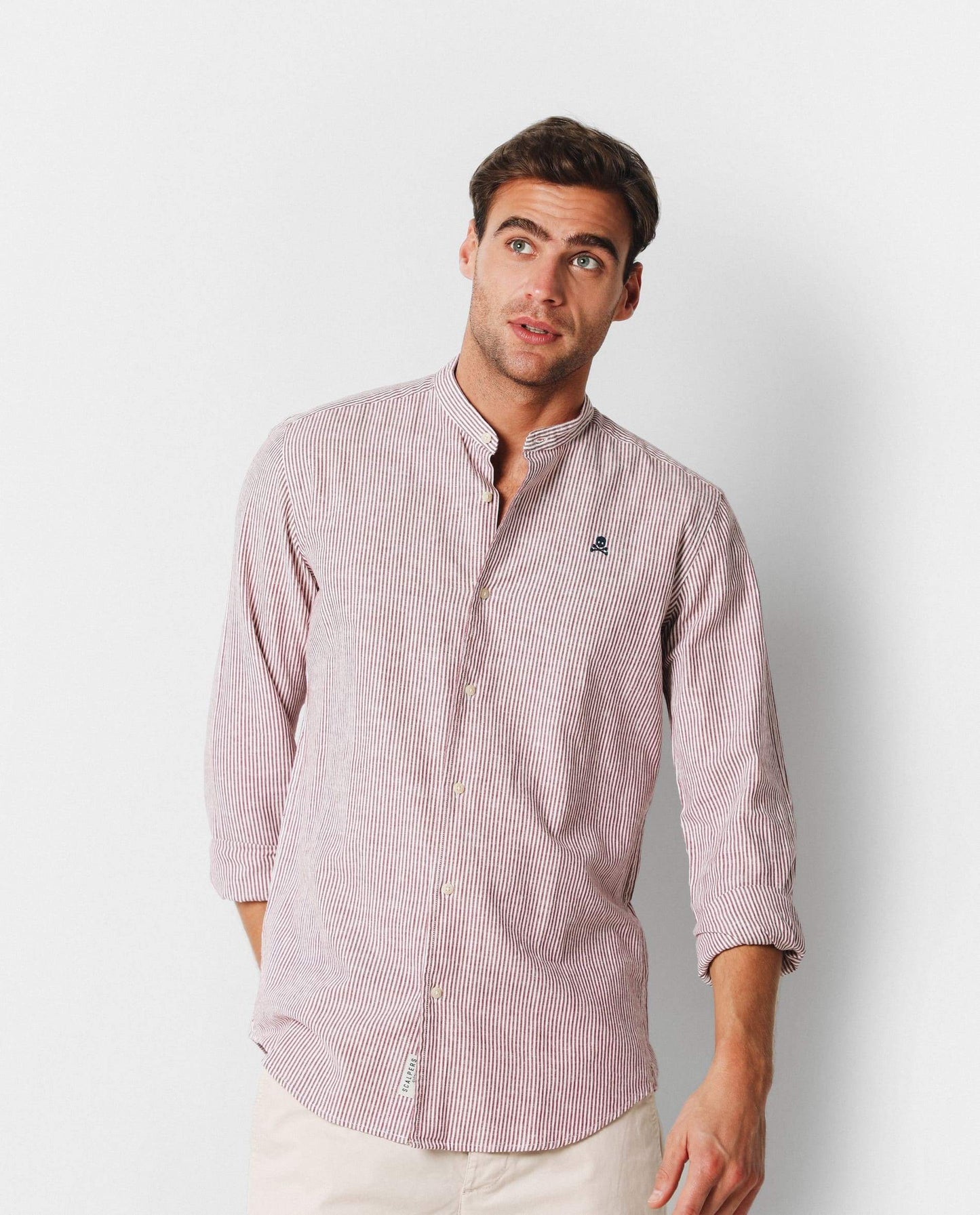 CAMISA RAYAS CUELLO MAO